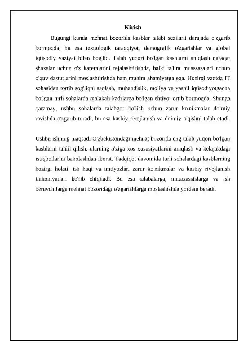 Bugungi kundagi mehnat bozordagi dolzab kasblar 3