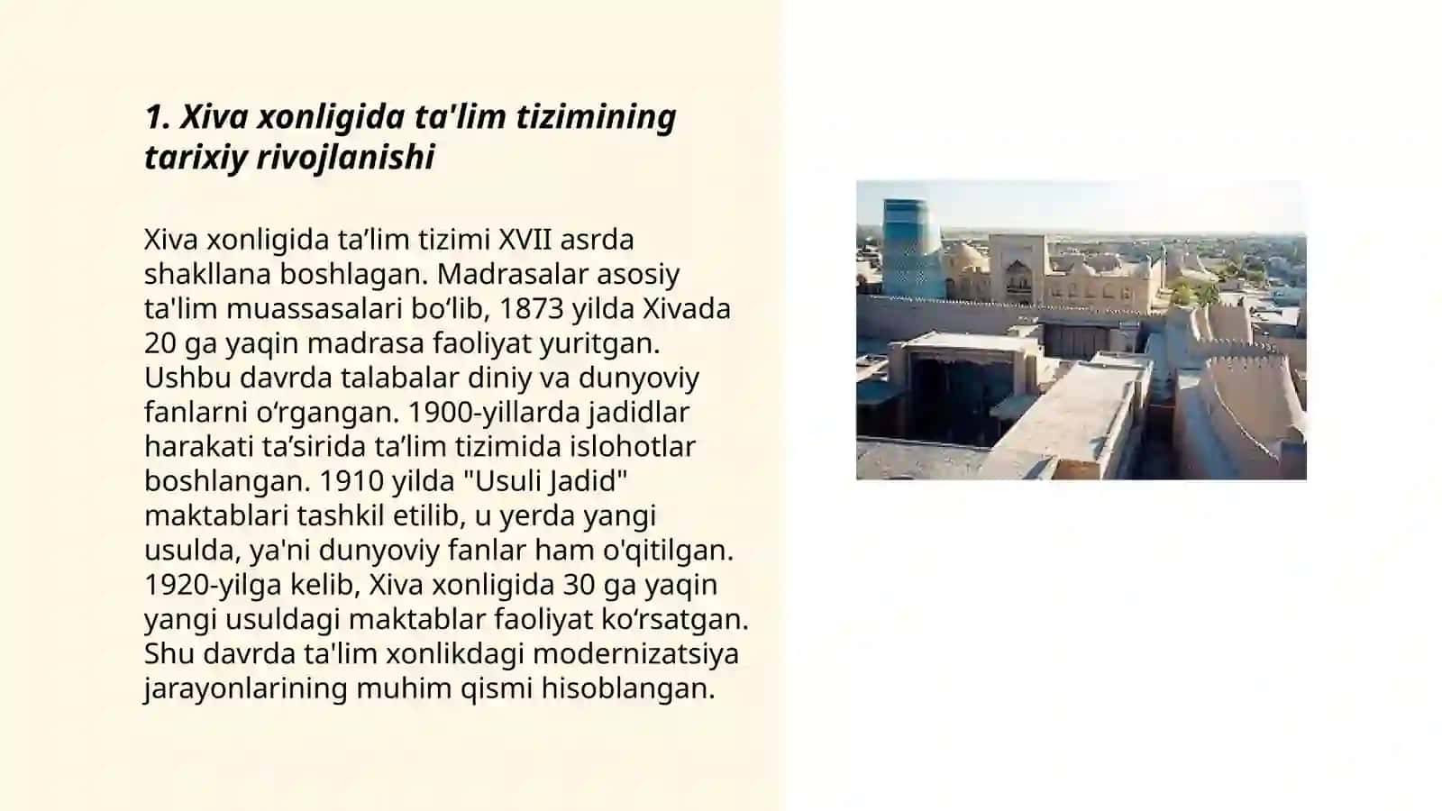 Xiva xonligida taʼlim tizmi 3