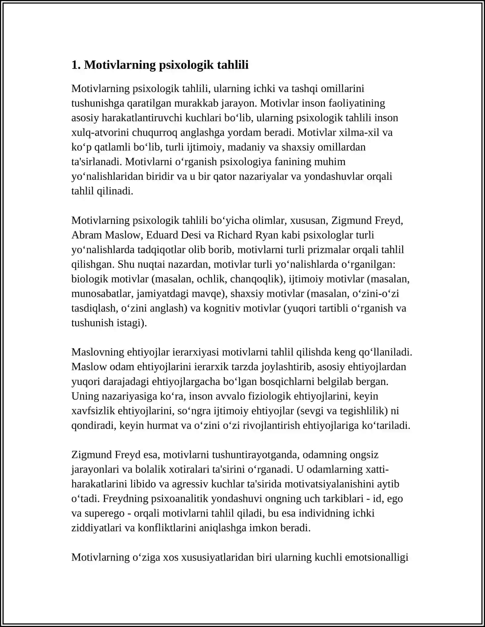 XORIJ PSIXOLOGIYASIDA MOTIV VA MOTIVATSIYA MUAMMOSI 3