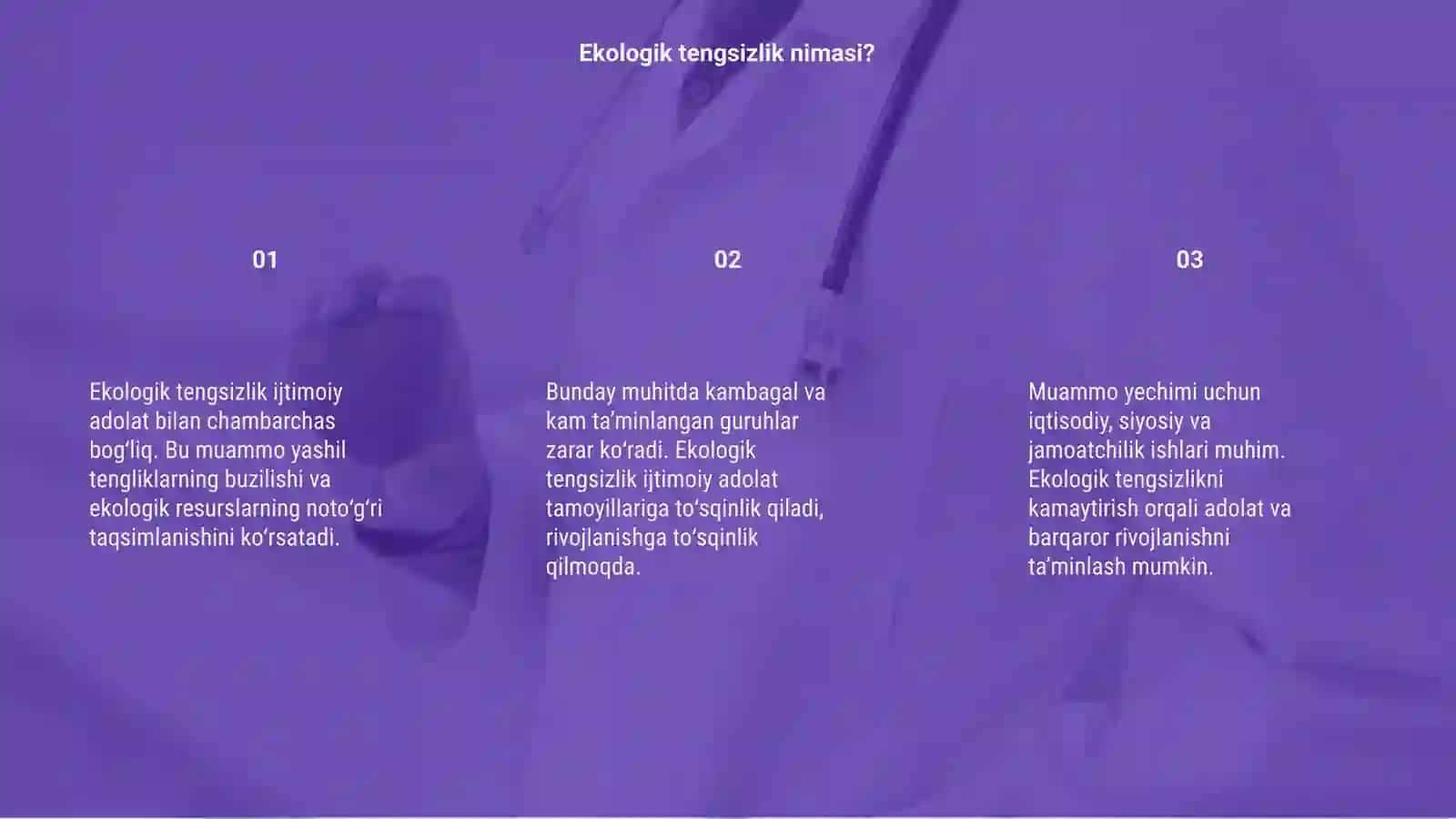 Ekologik tengsizlik ijtimoiy adolat mavzusida mustaqil ish 3