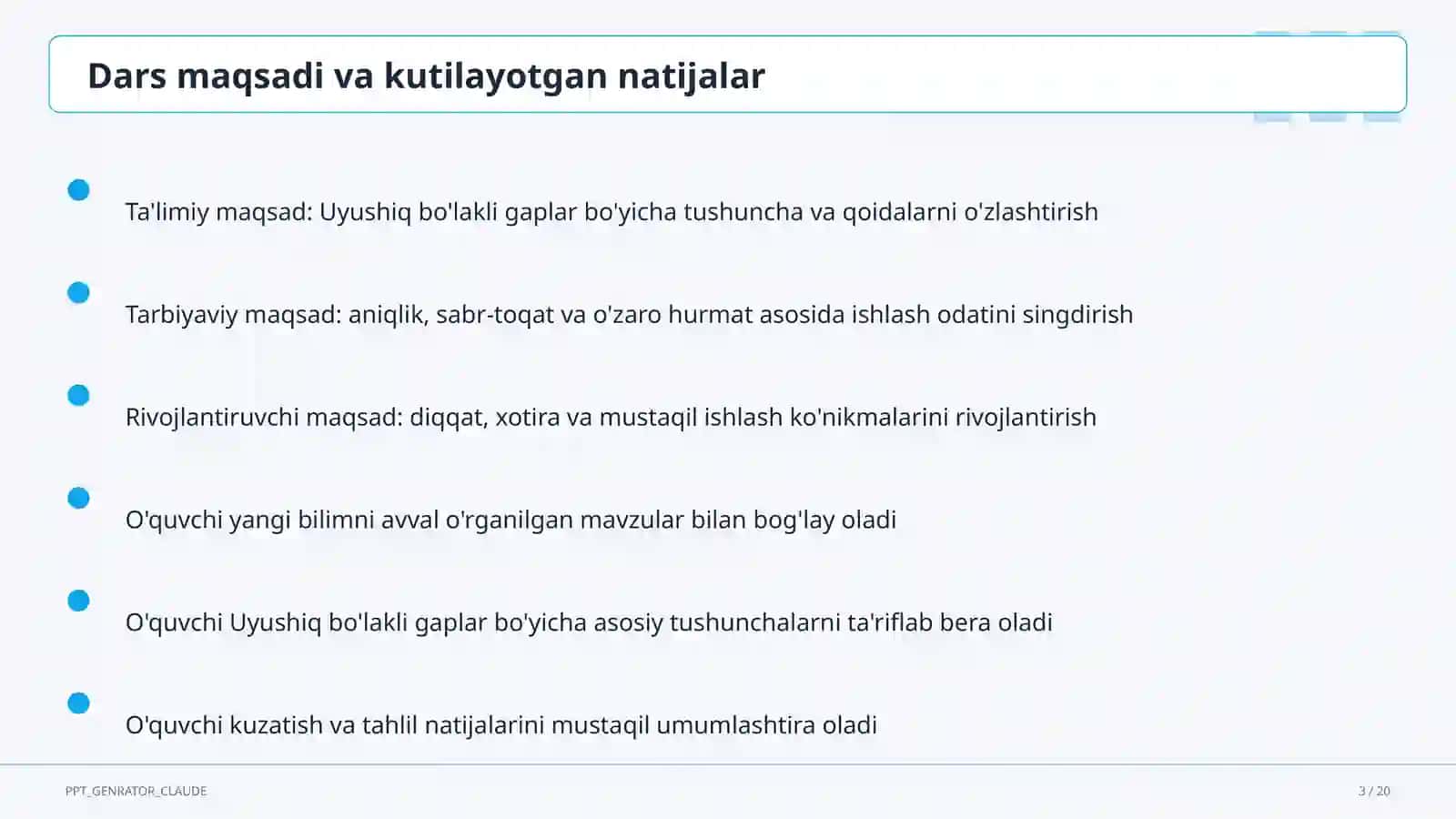 Uyushiq bo'lakli gaplar (4-sinf) 3