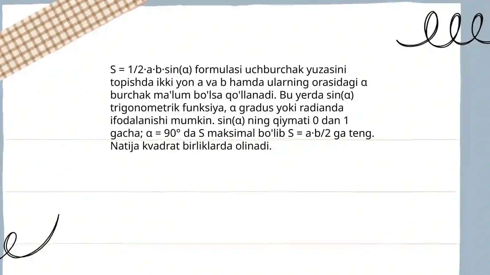 Uchburchak yuzini topish 3