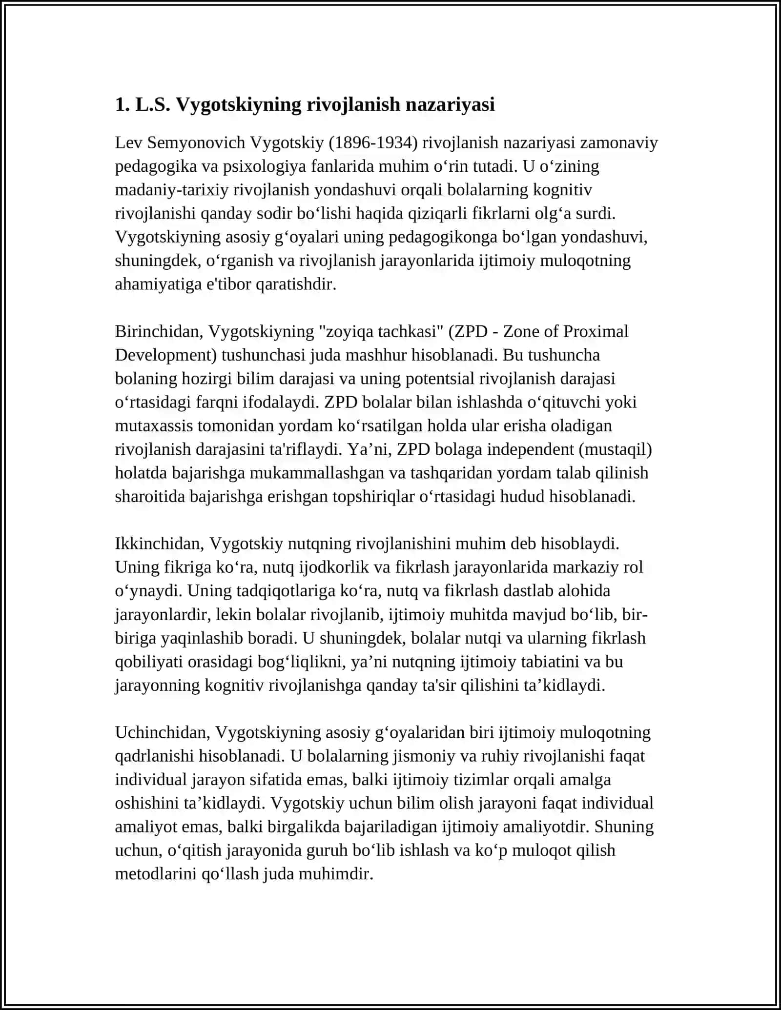 L.S.VIGOTSKIY V A L.S.SAXAROV METODIKASI 3