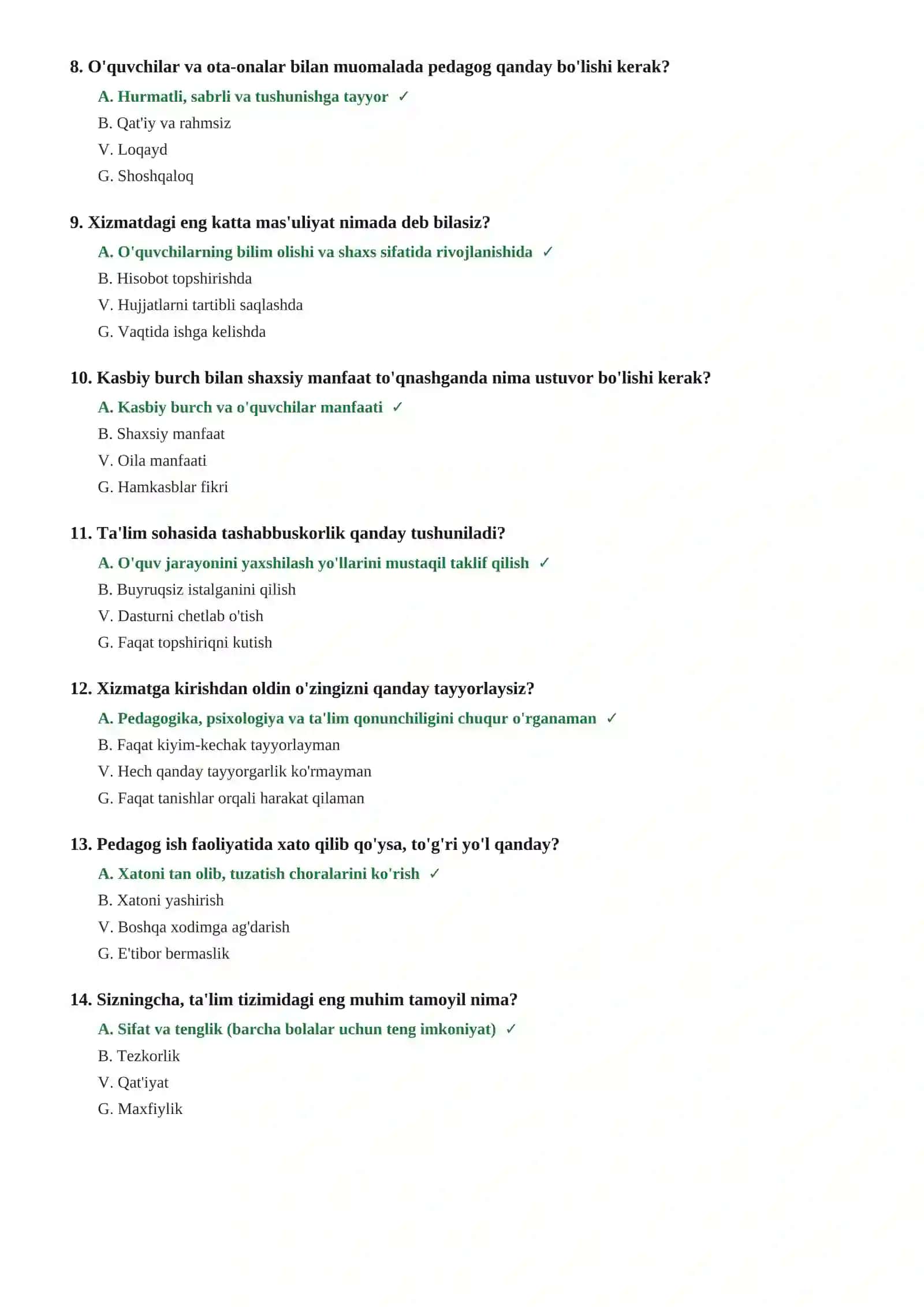 MAKTAB DIREKTORI VA O'QITUVCHI ATTESTATSIYA TEST SAVOLLARI 2026 | 90 ta savol 3