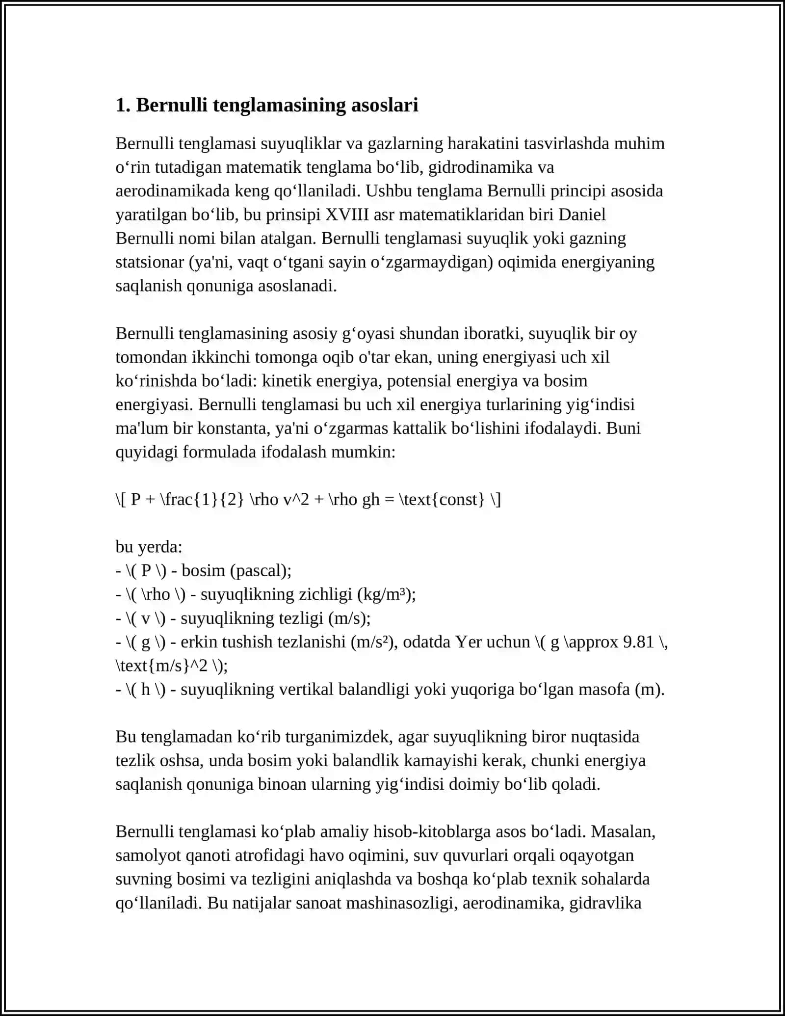 MUSTAQIL ISH Mavzu: BERNULLI VA KLERO TENGLAMALARI 3