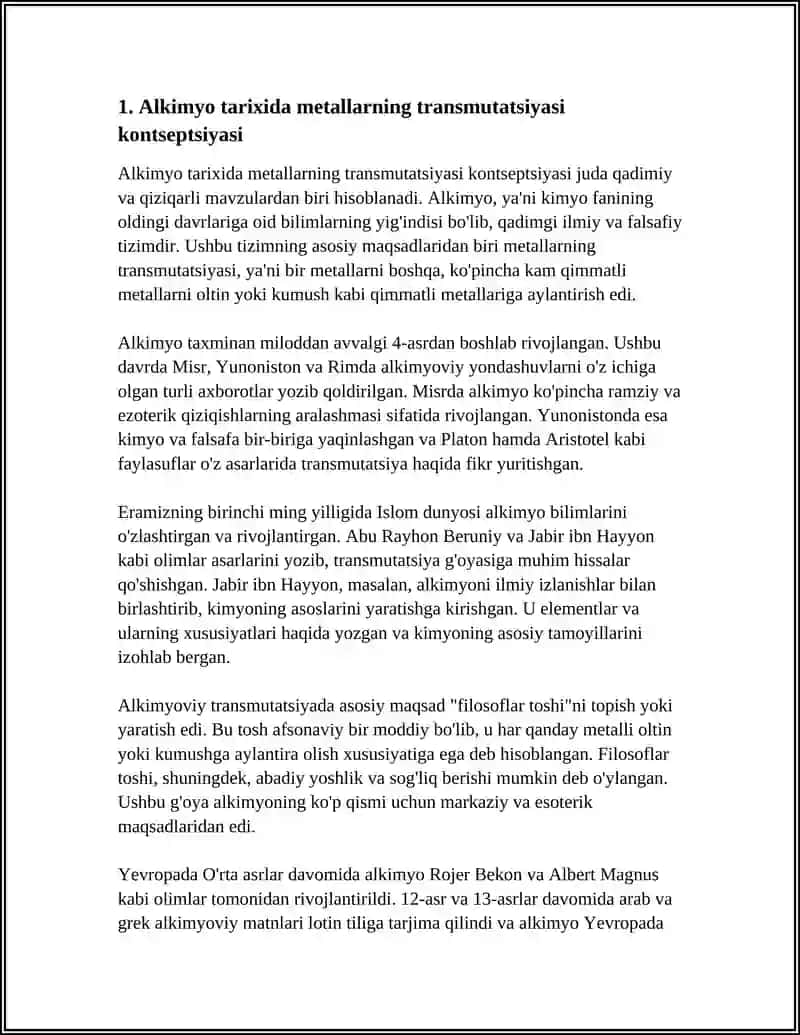 ALKIMYO VA METALLARNI TRANSMUTATSIYASINI TAHLIL QILISH 3