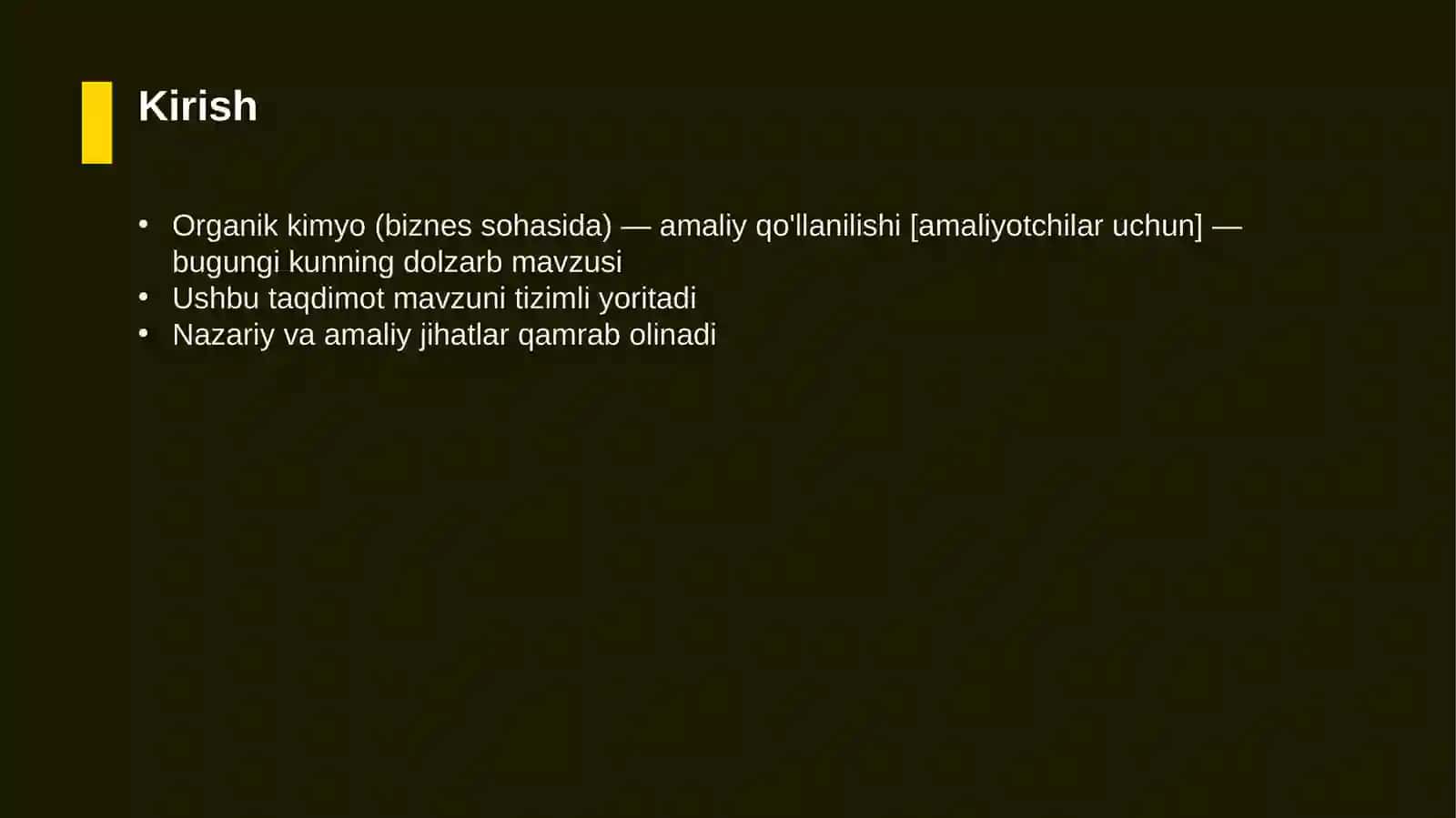 Organik kimyo (biznes sohasida) — amaliy qo'llanilishi [amaliyotchilar uchun] 3