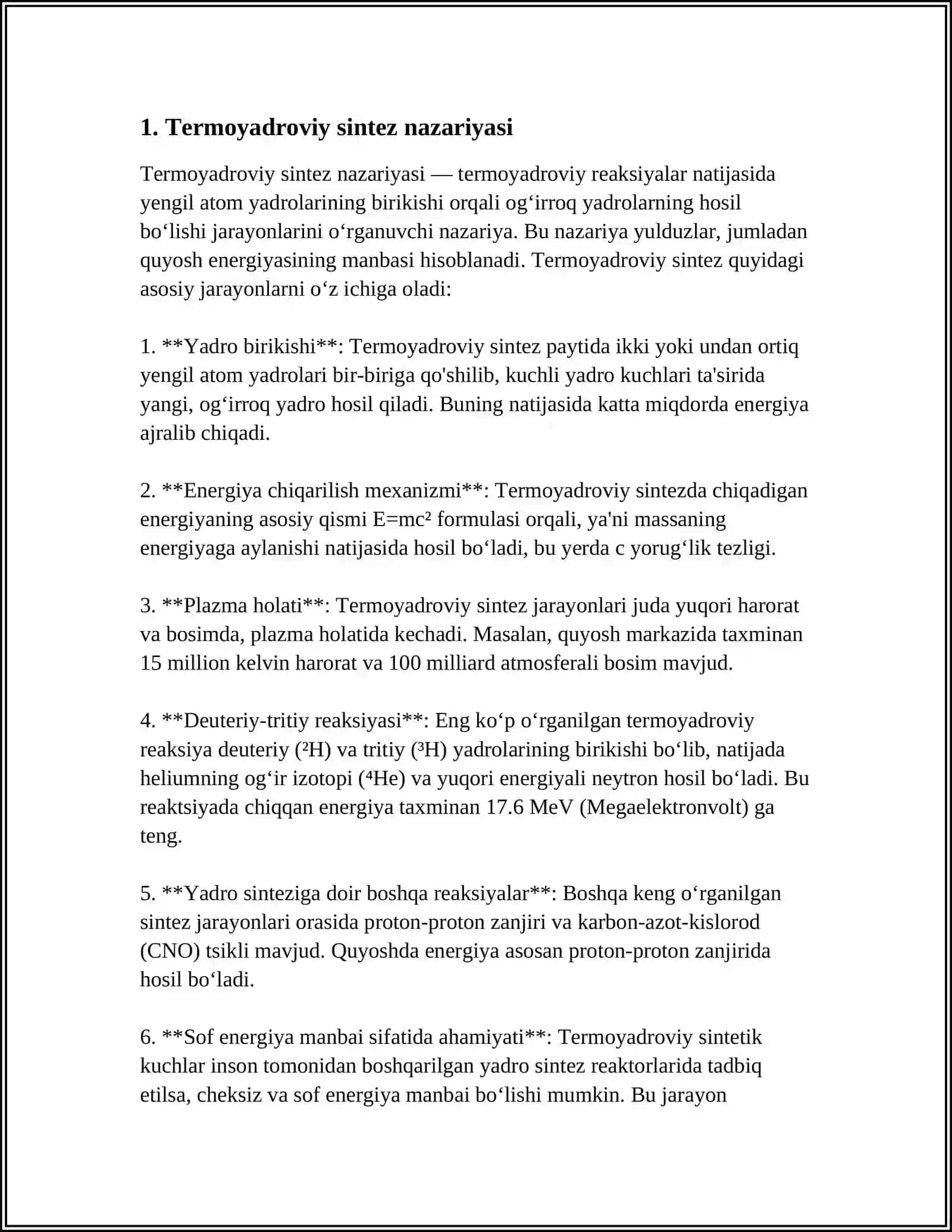 TERMAYADROVIY REAKSIYALAR YULDUZLAR ENERGIYASI.QUYOSH ENERGIYASI 3