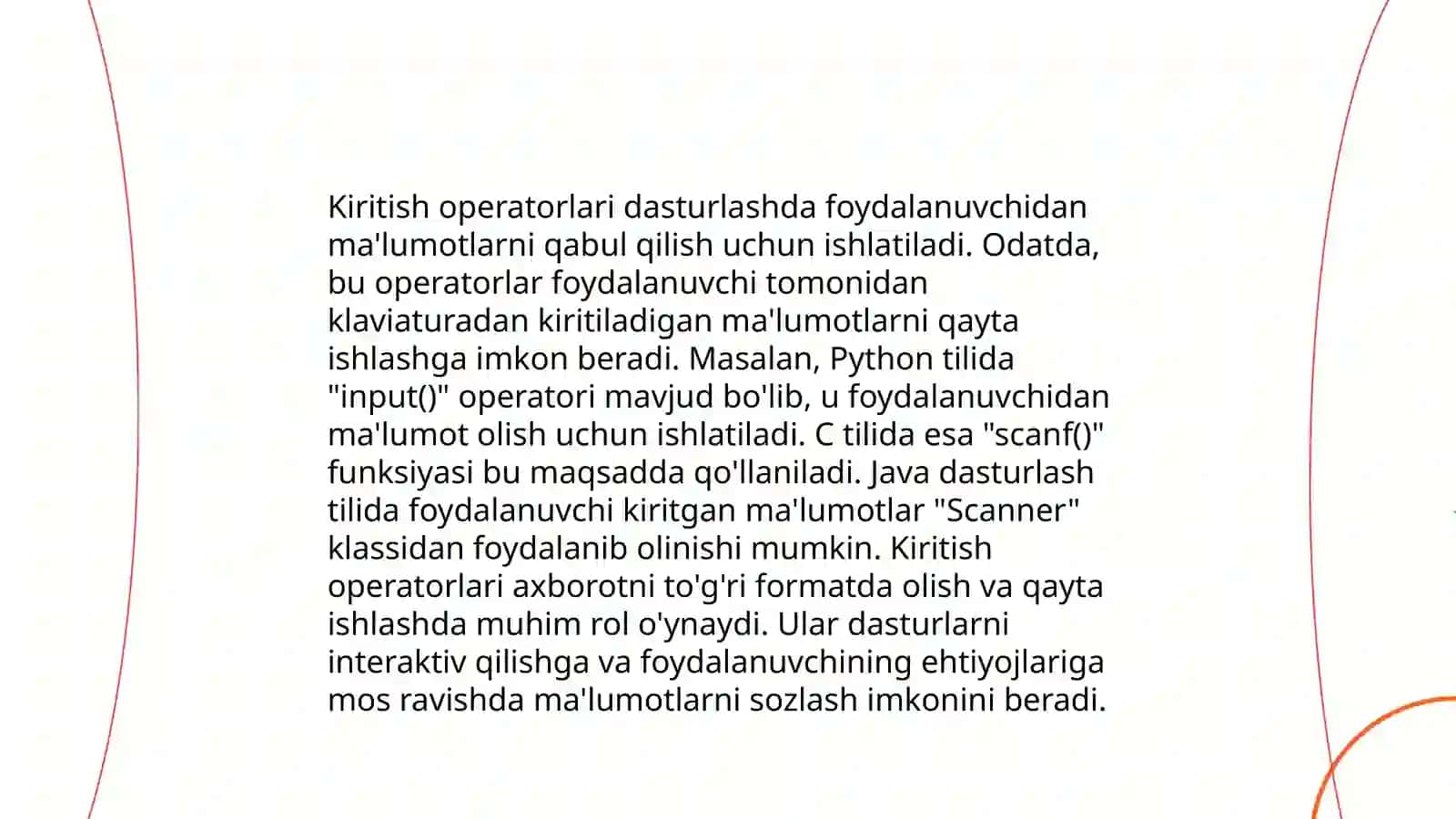 Python dasturlash tilida kiritish va chiqarish operatorlari 3