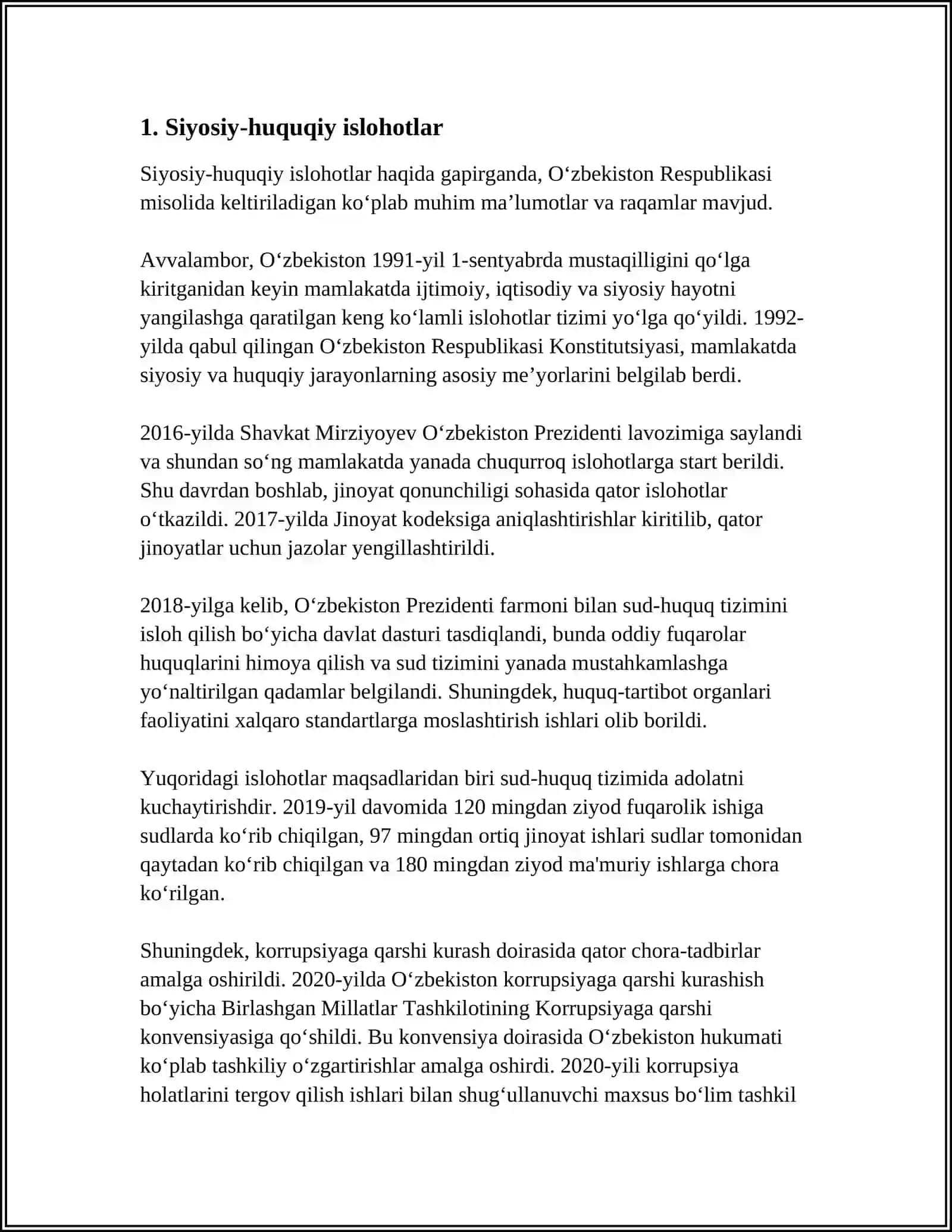 MUSTAQILLIK YILLARIDA DAVLAT BOSHQARUVI TIZIMIDA AMALGA OSHIRILGAN ISLOHOTLAR 3