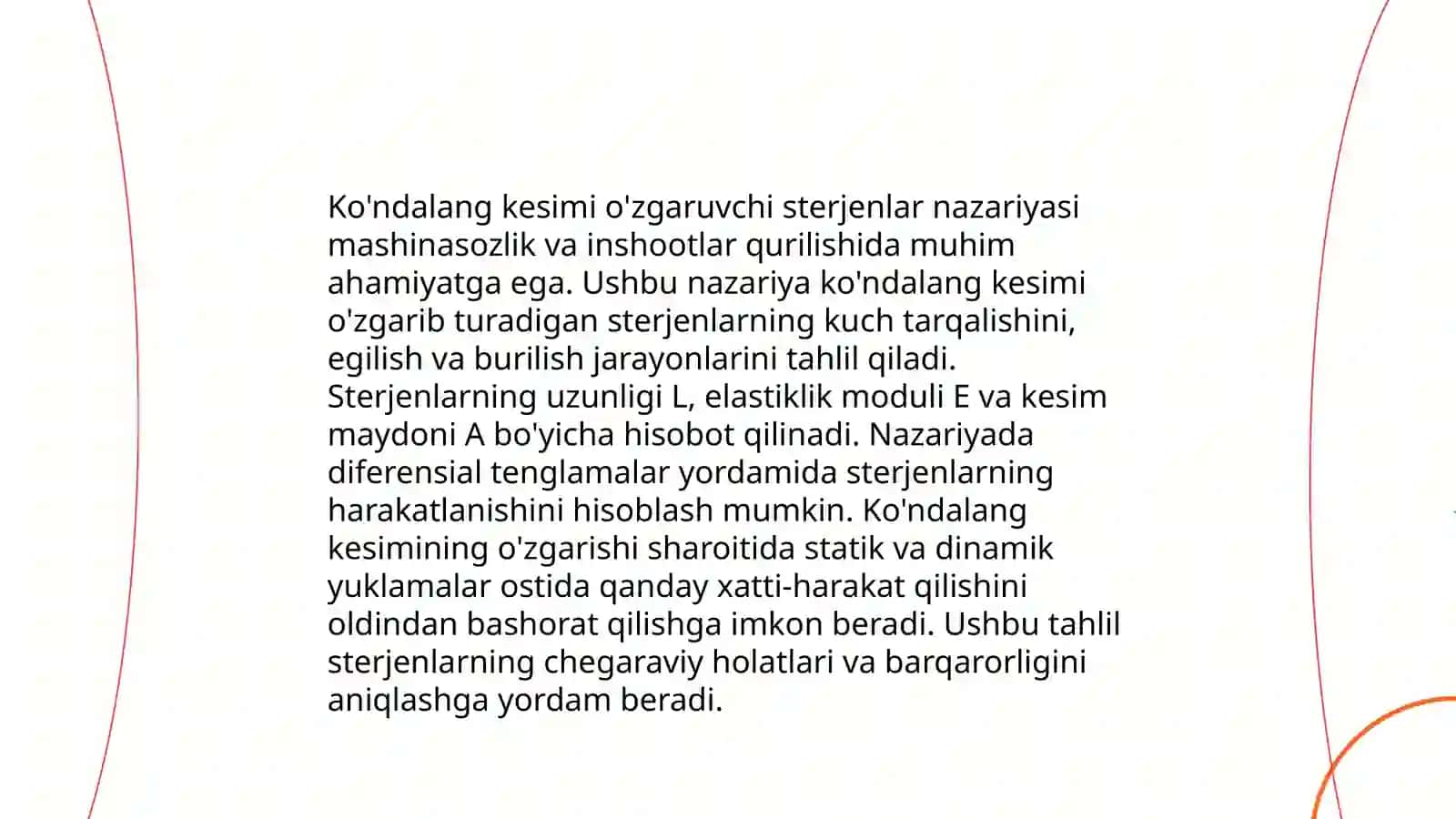 Ko'ndalang kesimi o'zgaruvchi sterjenlar nazariyasi 3
