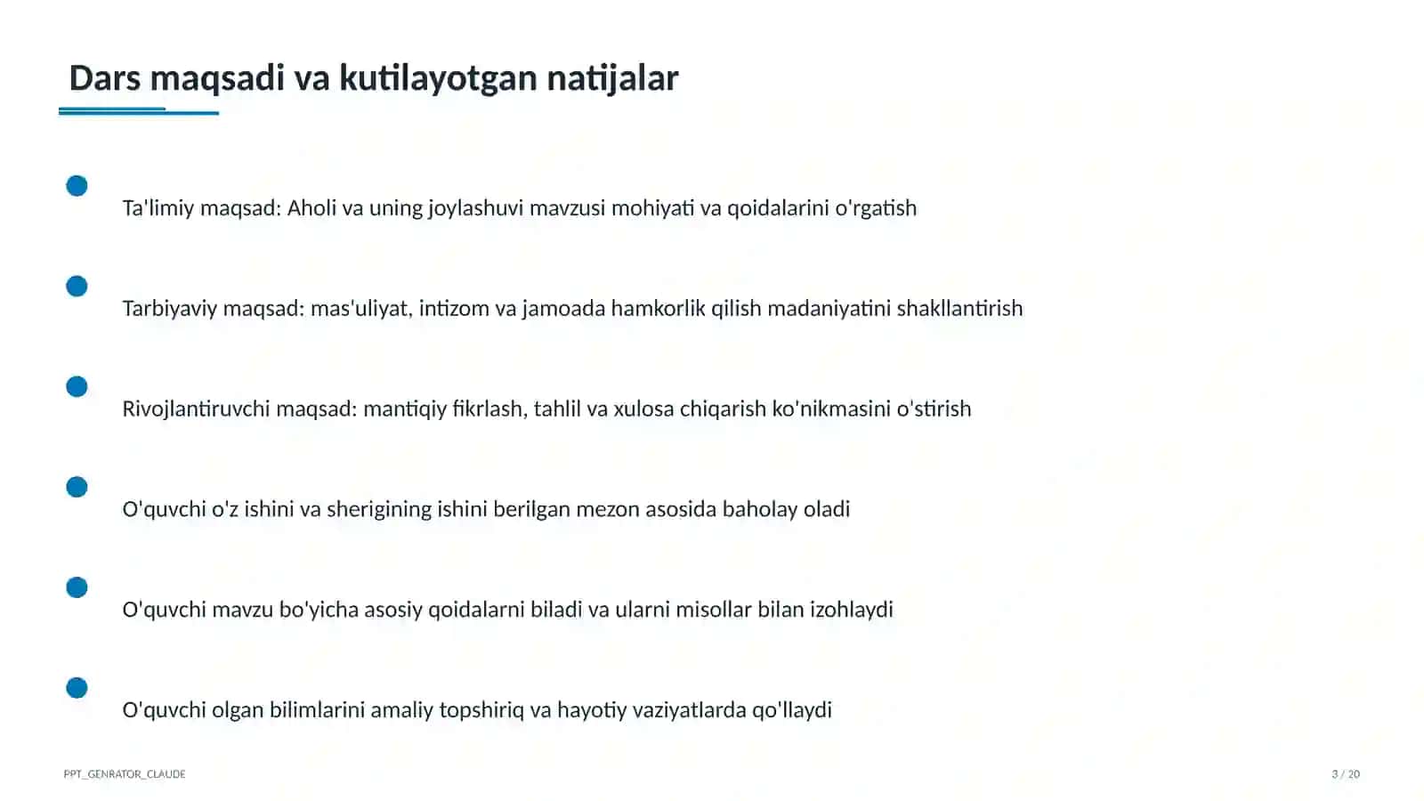 Aholi va uning joylashuvi (6-sinf) 3
