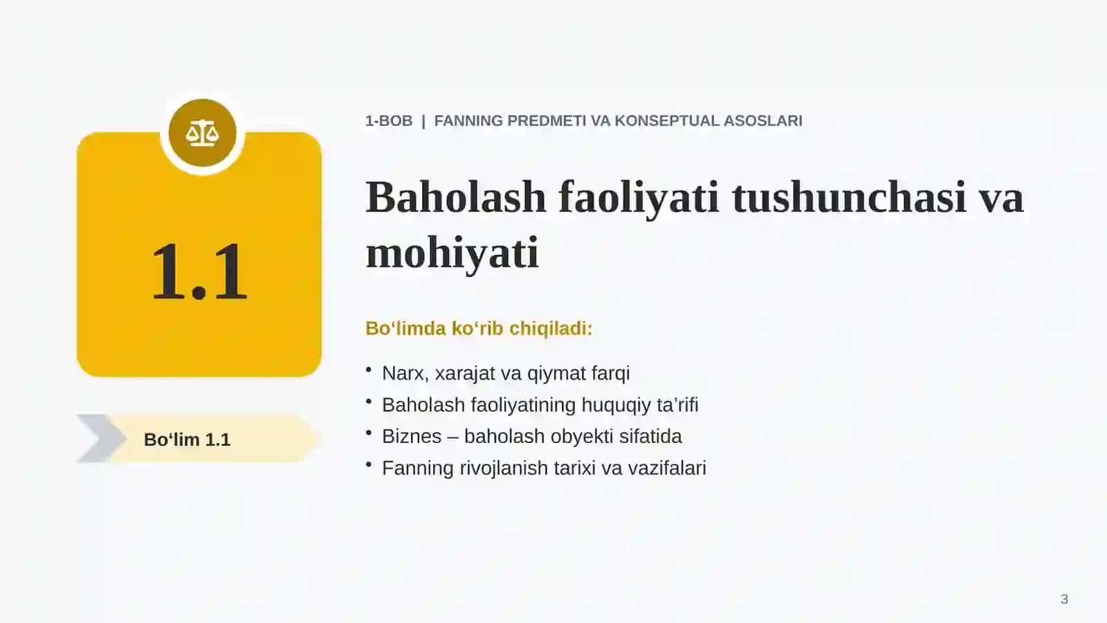 BIZNESNI BAHOLASH | MA’RUZA TAQDIMOTI 3