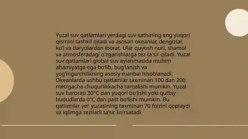 Yer osti suvlarining asosiy turlarining xususiyatlari by Abduvaliyev Dilshodbek 3