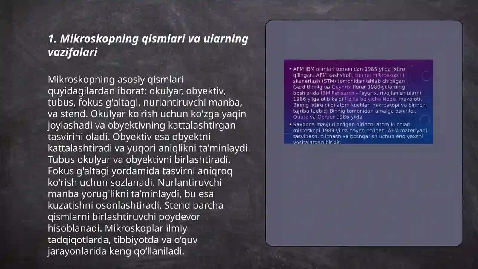 Mikroskop. Mikroskop bilan ishlash qoidasi. Vaqtinchalik preparatlar tayyorlash 3