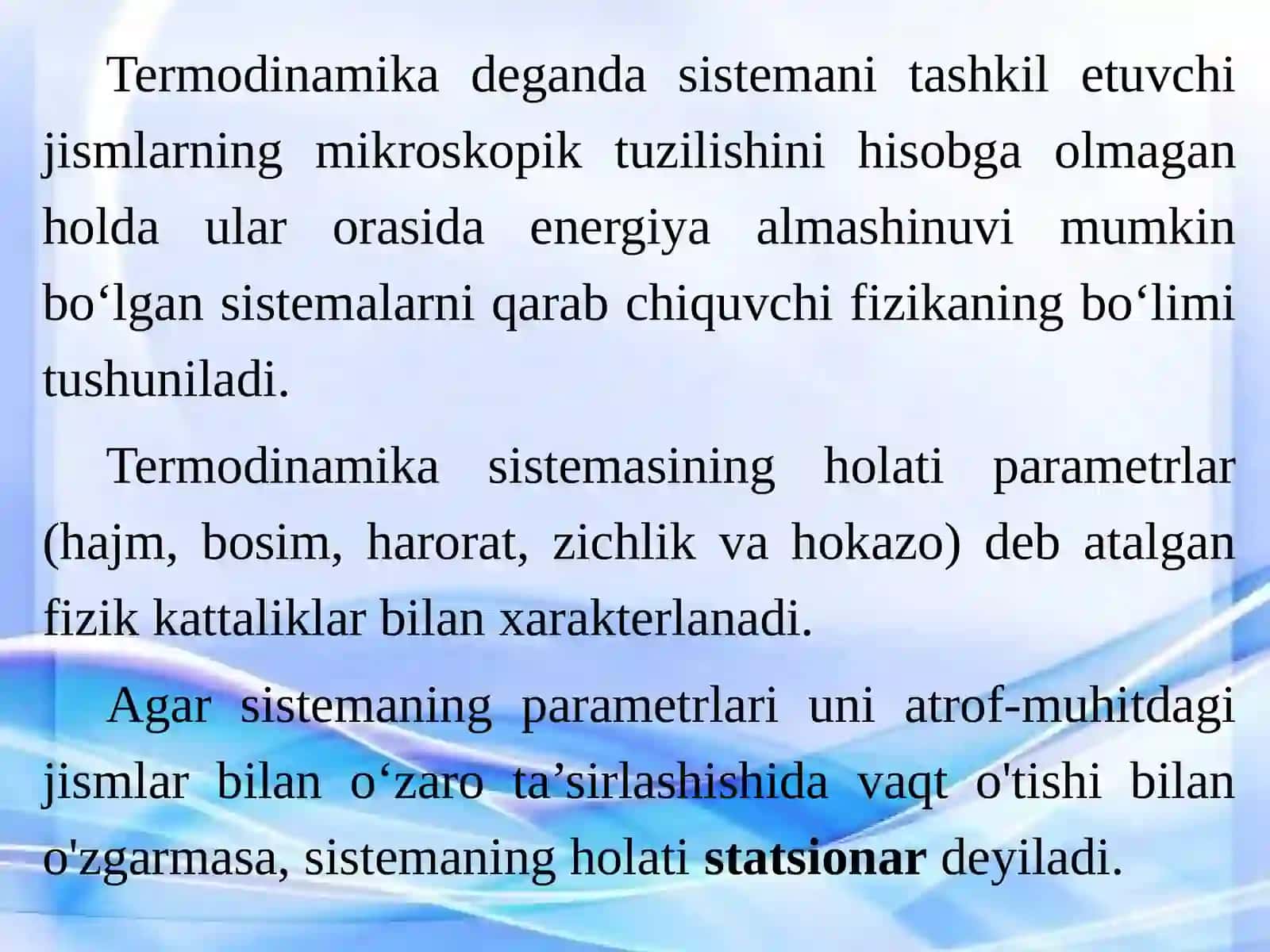 Termodinamika qonunlarini inson organizmiga tadbiq qilishni o‘rganish 3