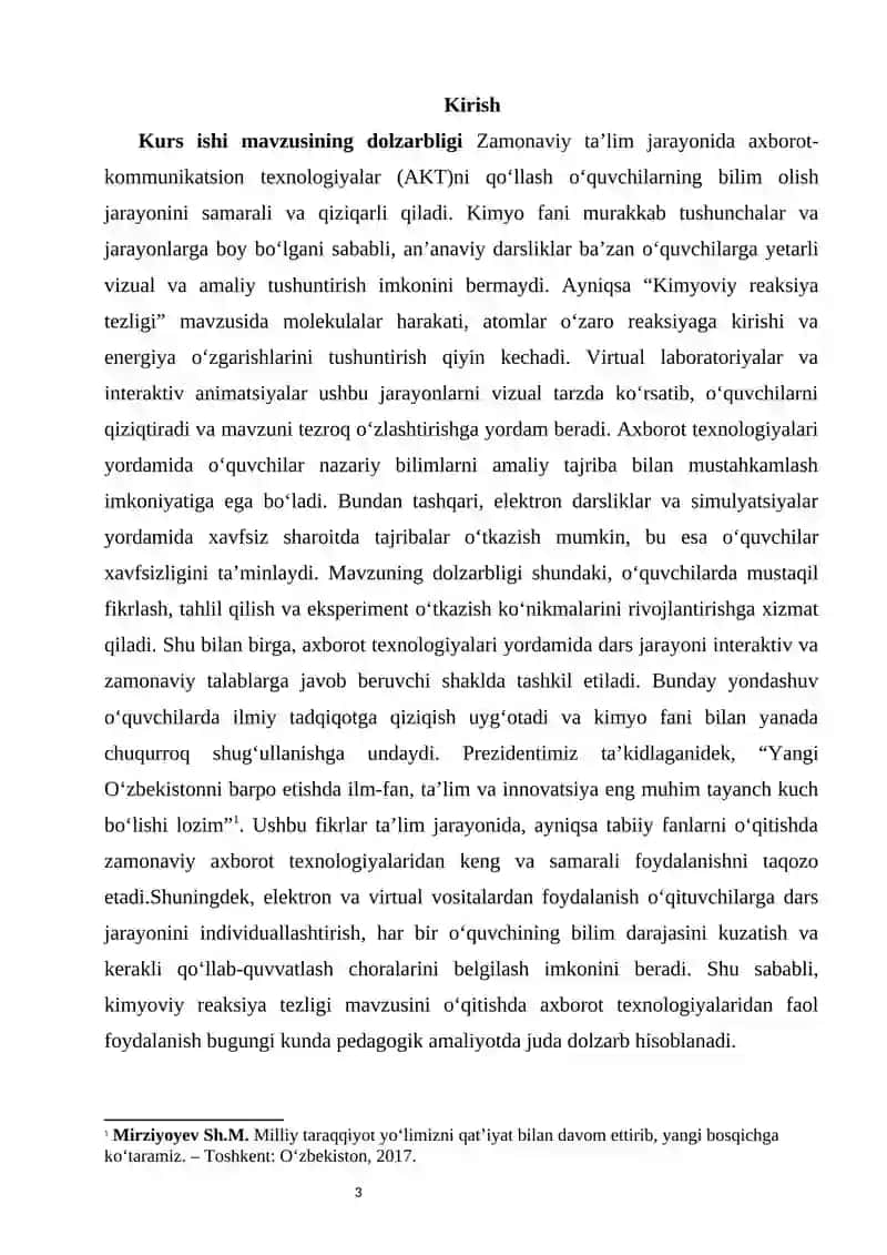 Kimyoviy reaksiya tezligi mavzusini o‘qitishda axborot texnologiyalaridan faol foydalanish 3