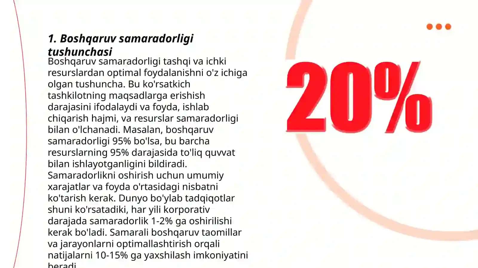 Boshqaruv samaradorligi ko'rsatkichlari 3