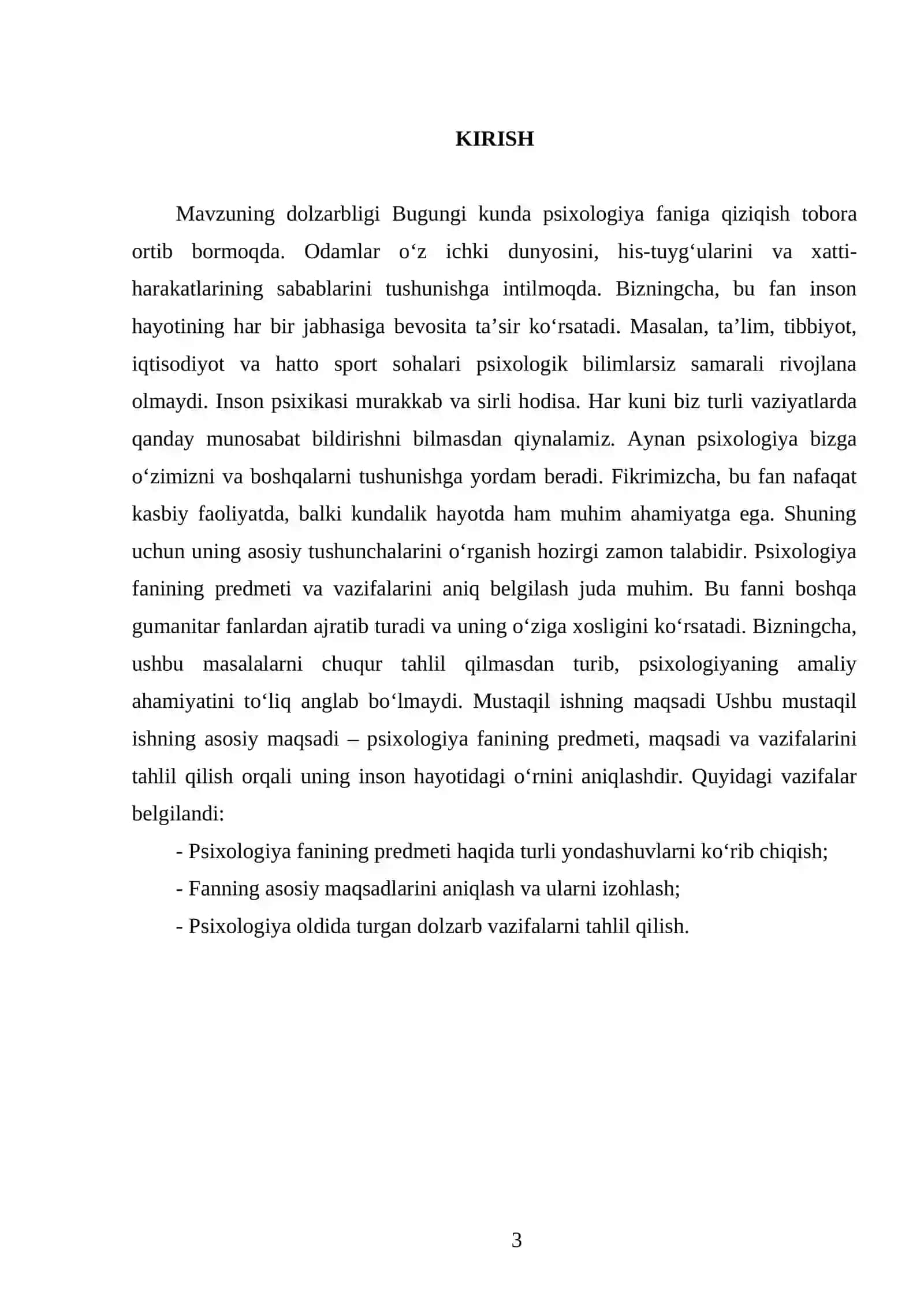Psixologiya fanining predmeti, maqsadi va vazifalari 3