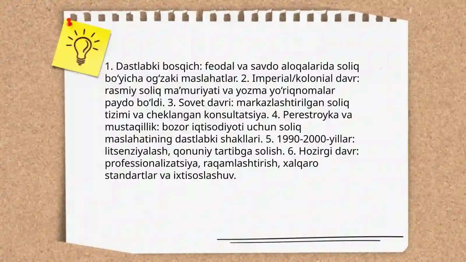 Soliq maslahatining rivojlanish bosqichlari 3
