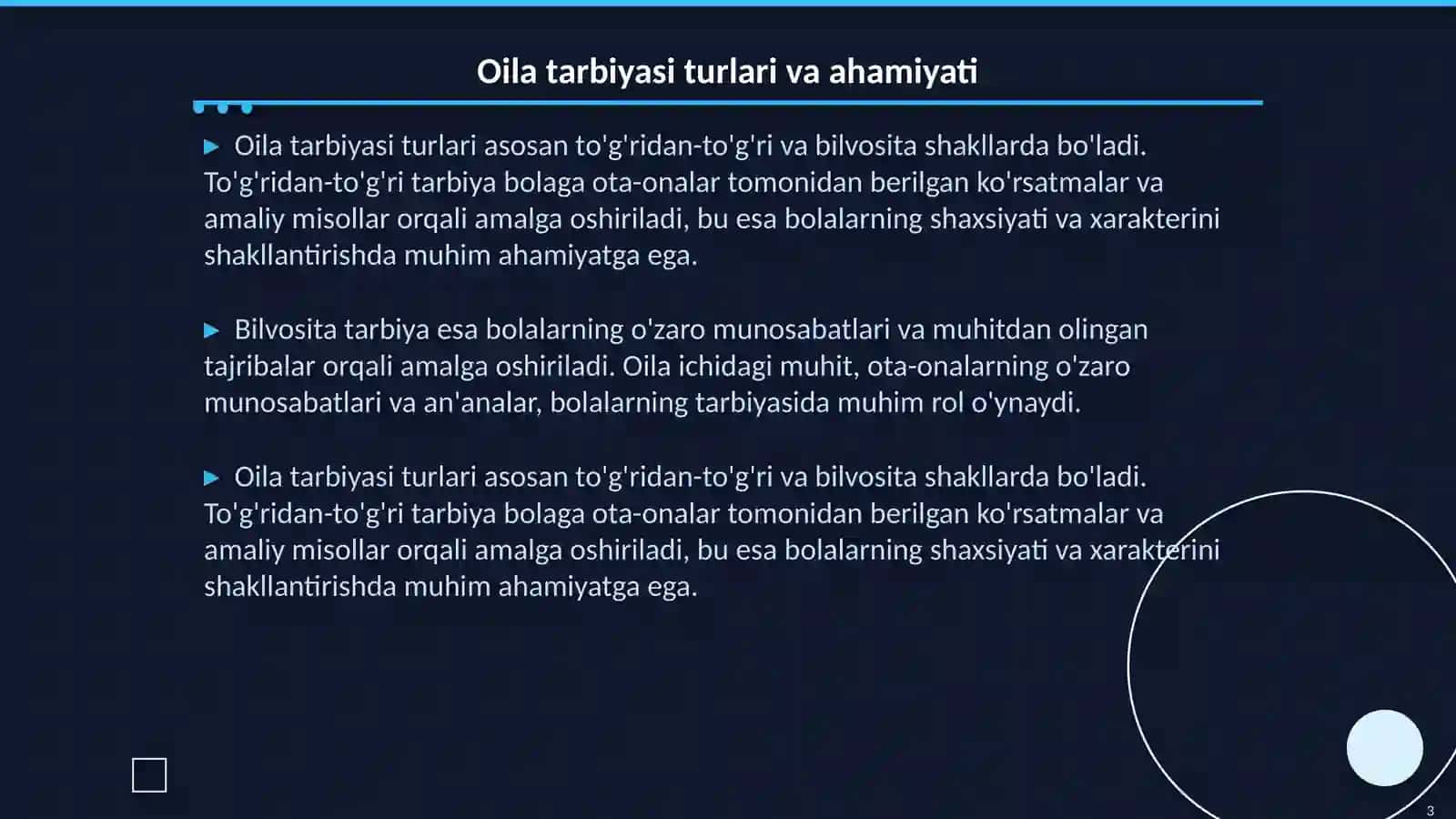 Oila tarbiyasi shakl metod va vositalari 3