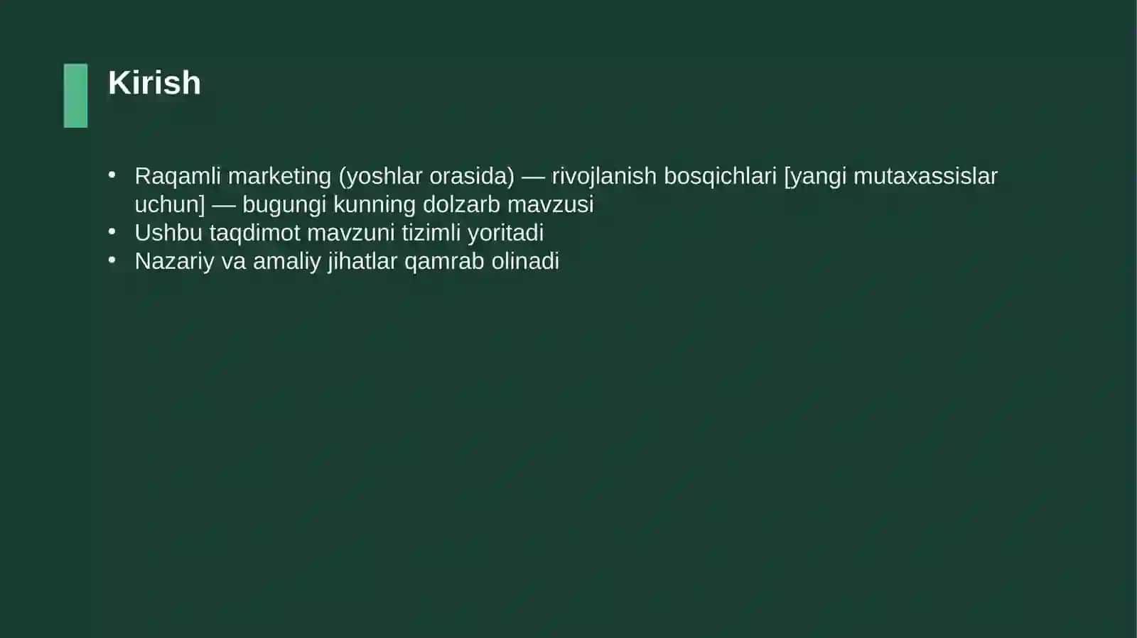 Raqamli marketing (yoshlar orasida) — rivojlanish bosqichlari [yangi mutaxassislar uchun] 3