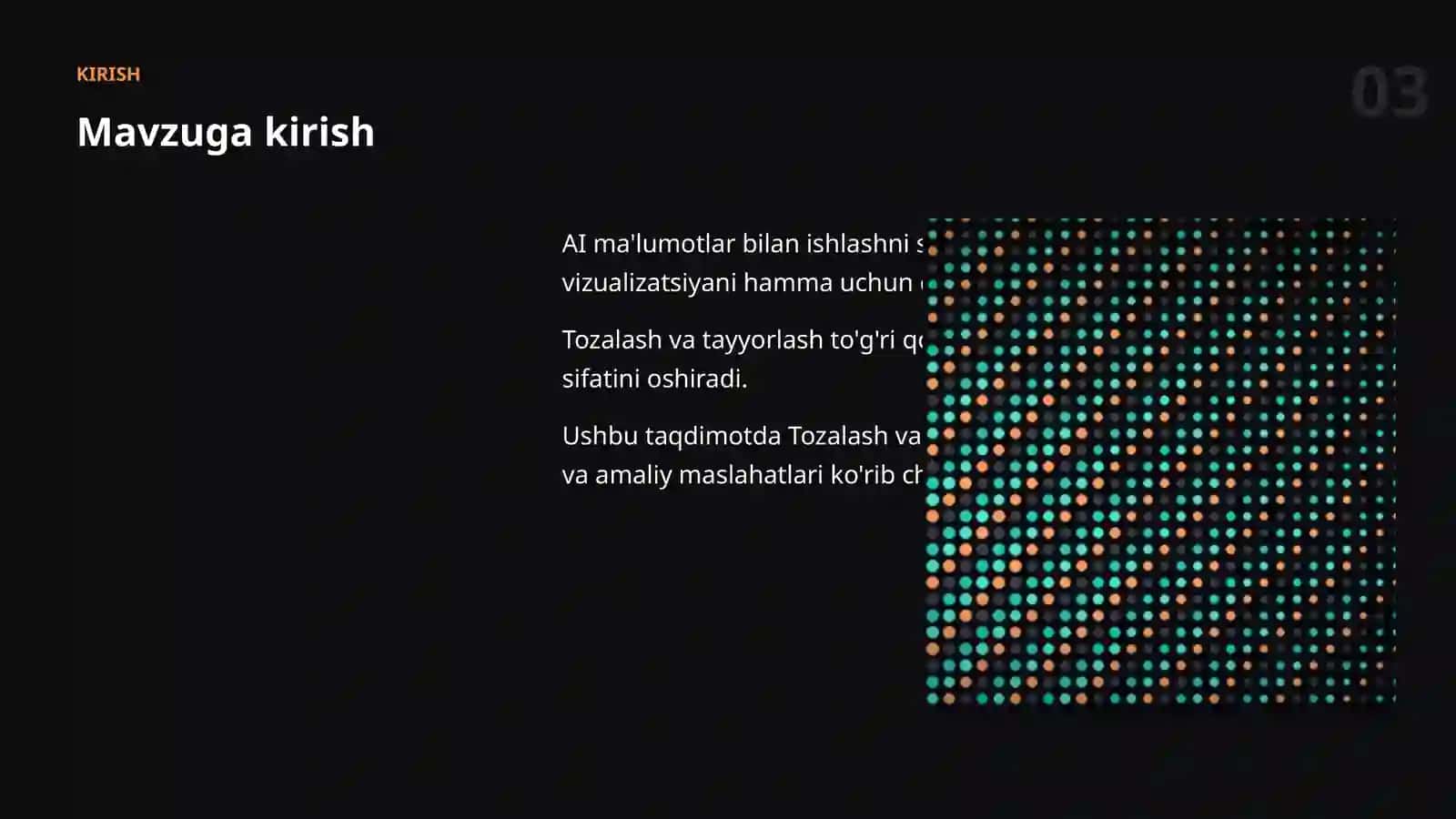 AI MA'LUMOTLAR BILAN ISHLASH 3