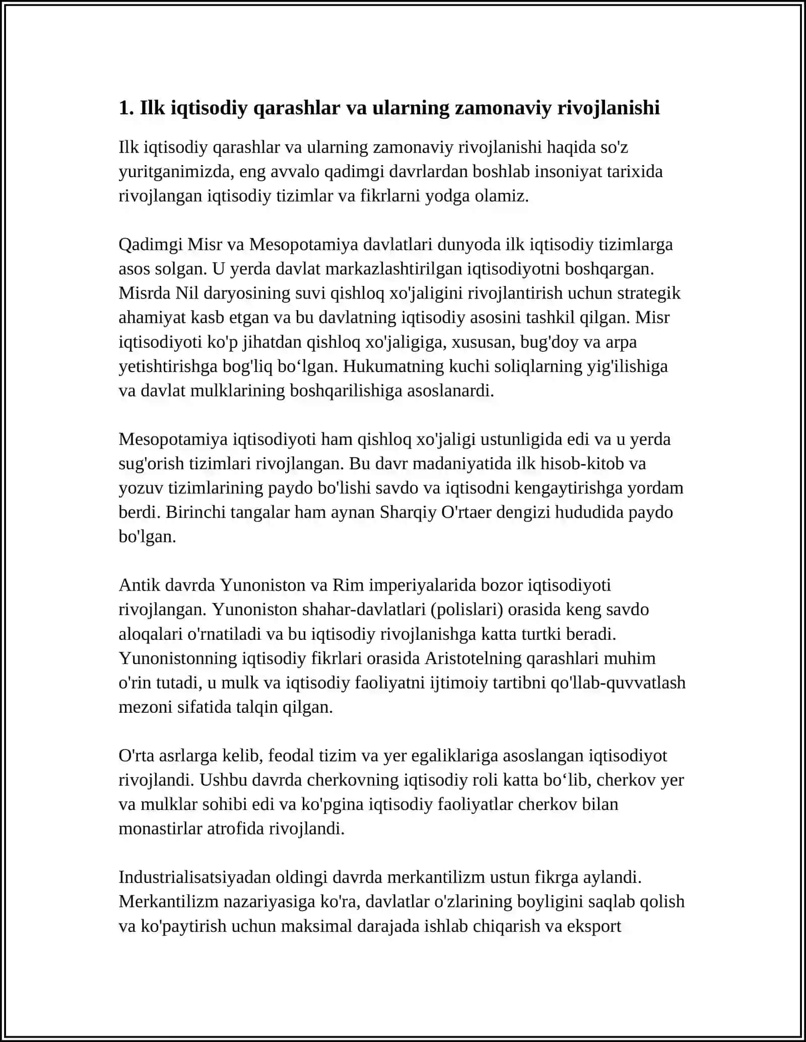 XOZIRGI ZAMON IQTISODIY QARASHLARI EVOLYUTSIYASI 3