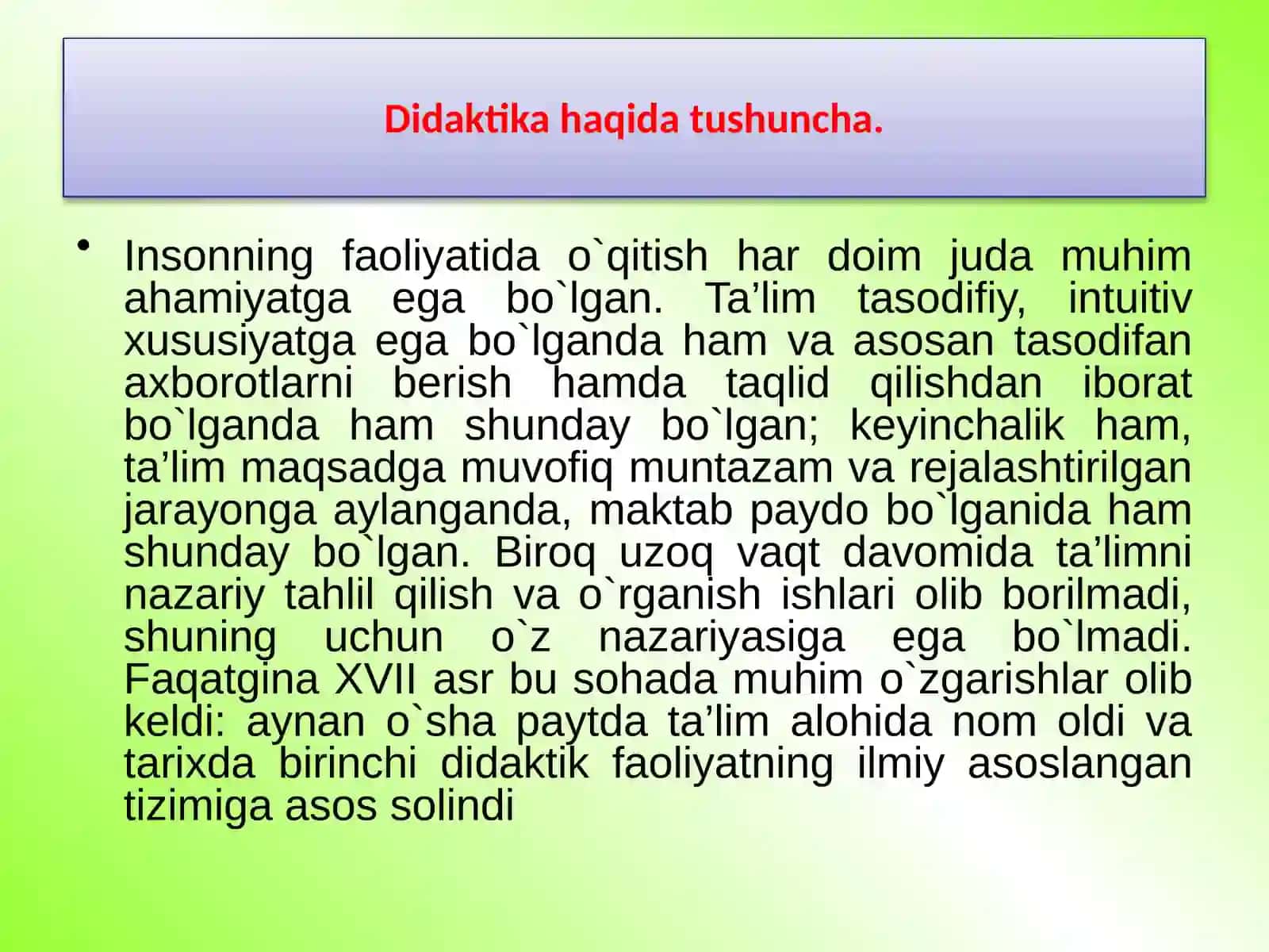 DIDAKTIKA-TA’LIM NAZARIYASI SIFATIDA. TA’LIM PARADIGMALARI 3