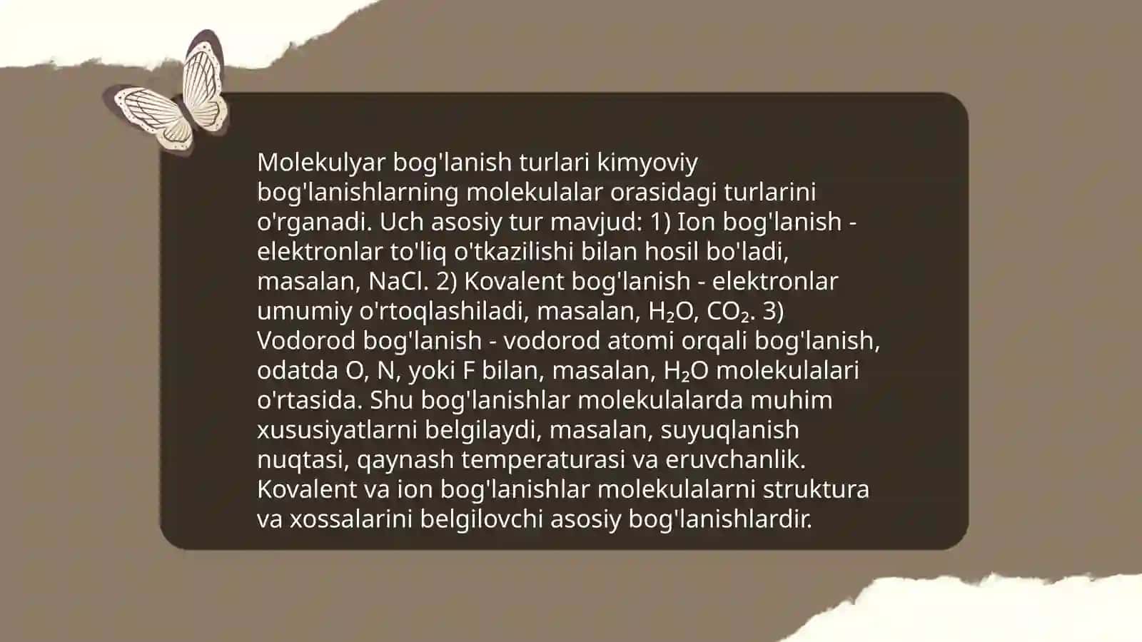 Molekulyar bog'lanish turlari 3