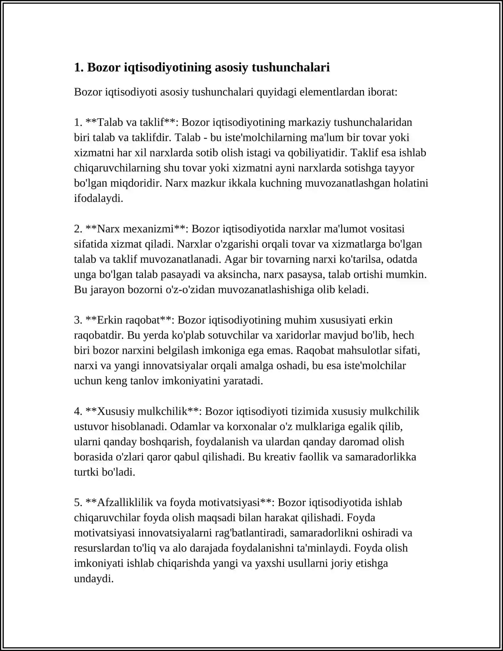 BOZOR IQTISODIYOTINING AFZALLIKLARI VA KAMCHILIKLARI 3