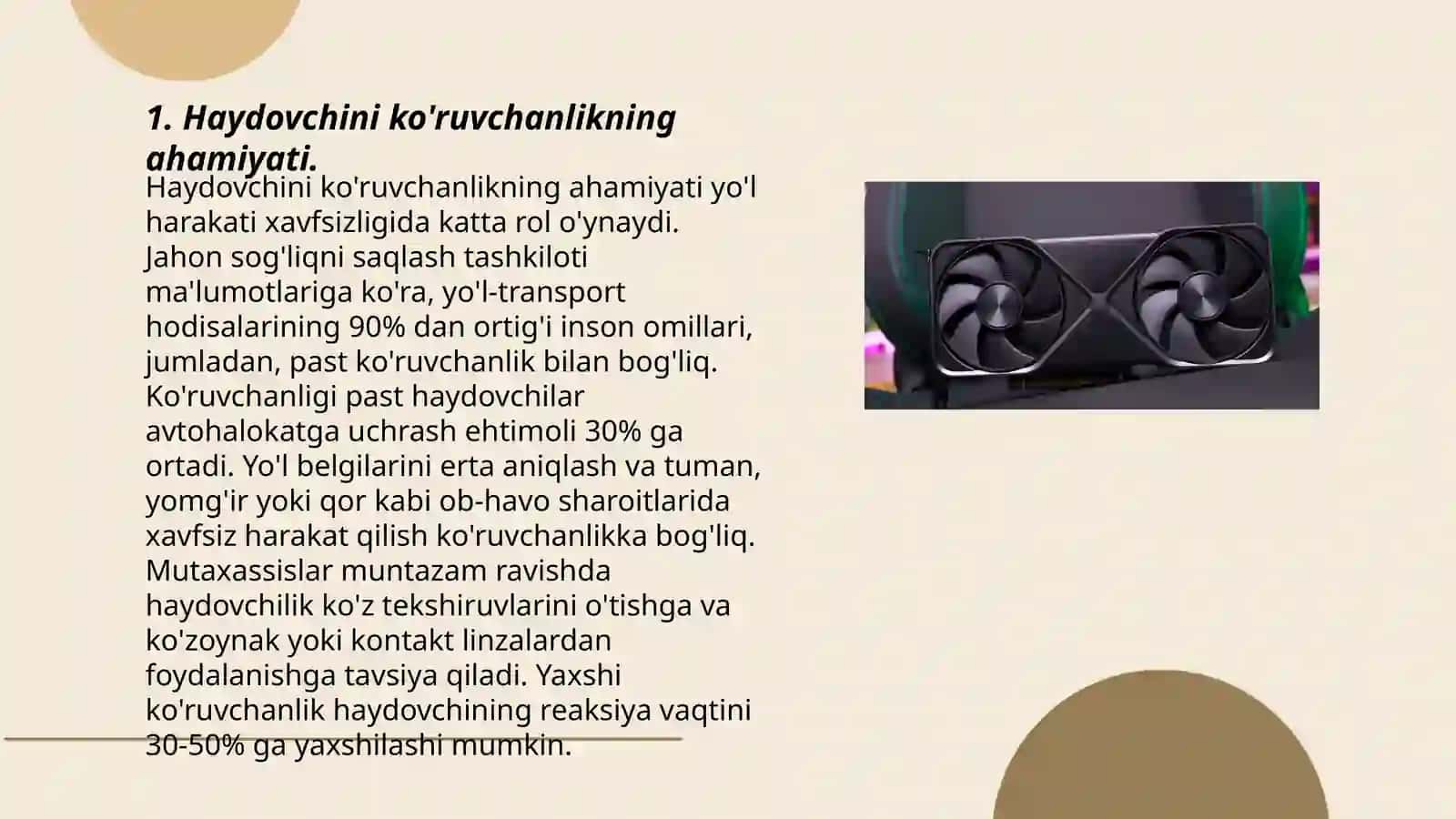 Haydovchini ko'ruvchanligini o'rganish 3