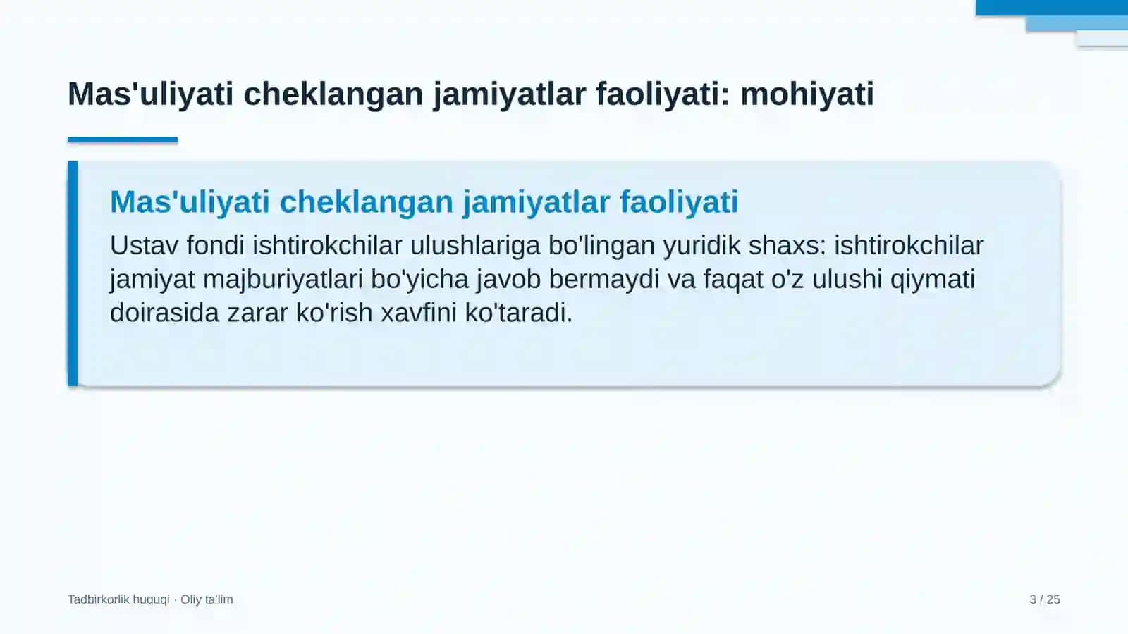 Kredit byurolarida mas'uliyati cheklangan jamiyatlar faoliyati 3