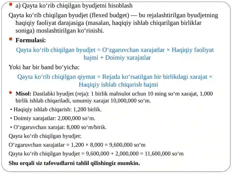 Rejalashtirish va operatsion tafovudlari 3