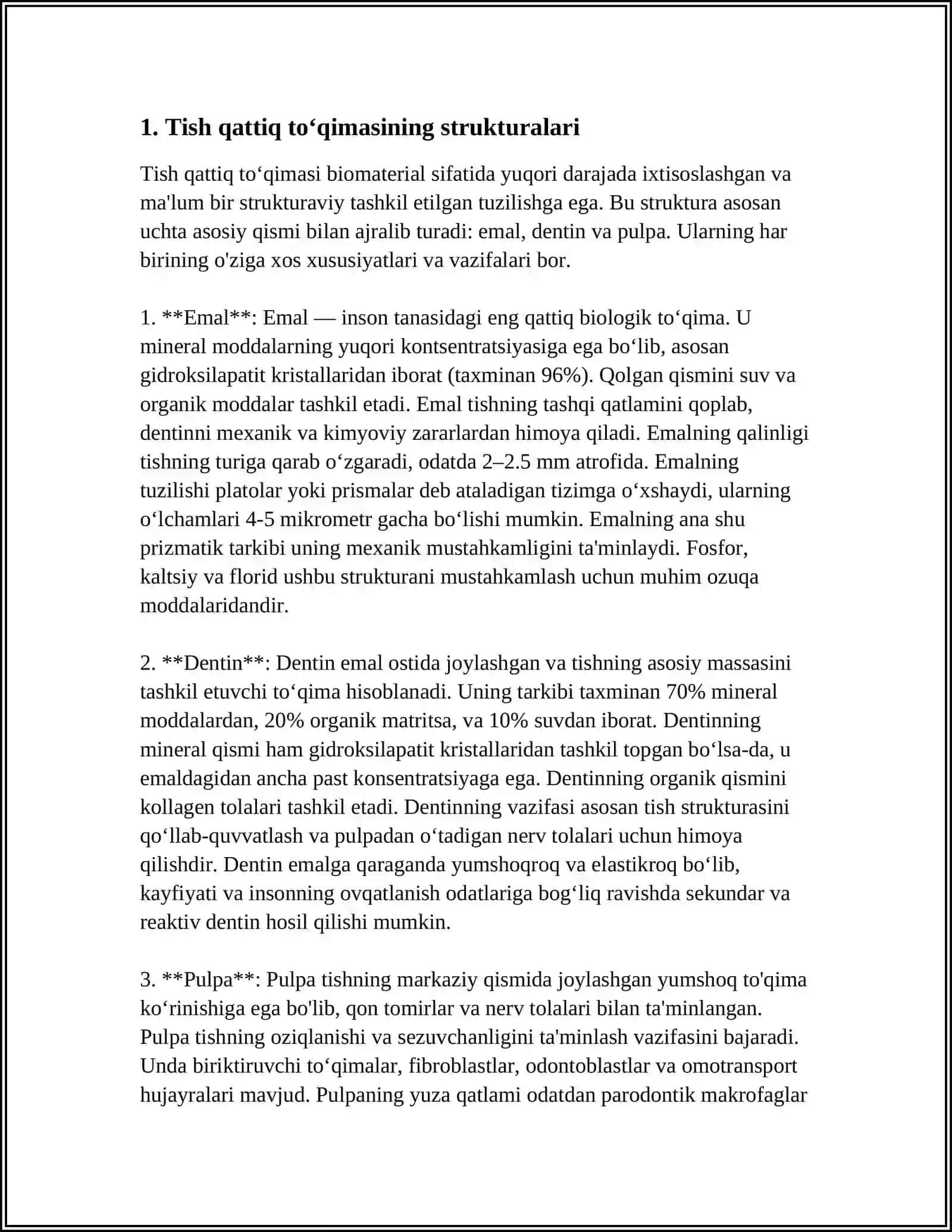 TISH QATTIQ TOʻQIMASINI BIOLOGIK SUYUQLIKLARDAN IZOLYATSIYA QILISH 3