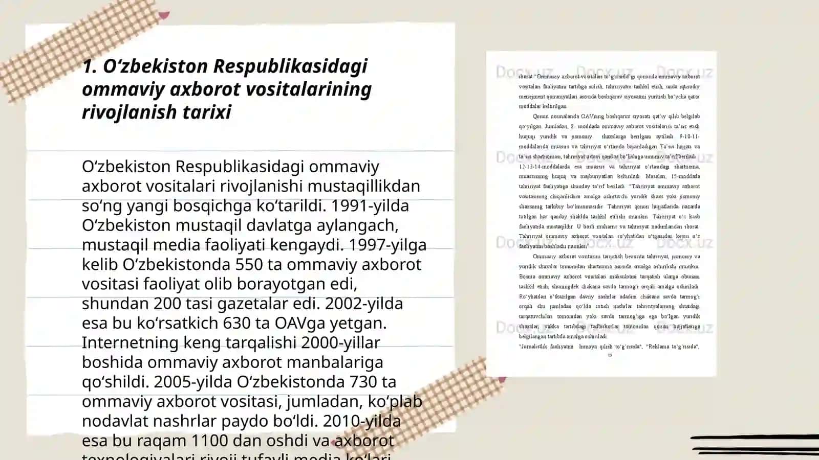 Oʻzbekiston Respublikasida ommaviy axborot vositalarining faoliyati (oʻzgarish va muammolar) 3