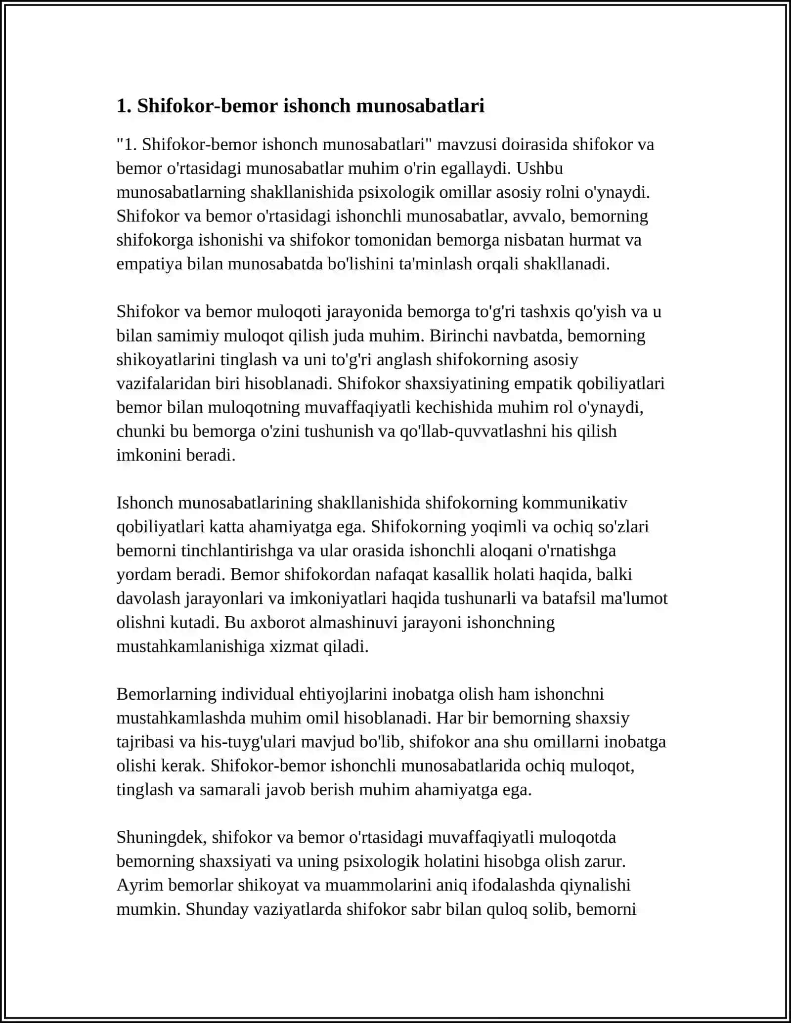 SHIFOKOR VA BEMOR MULOQOTINING PSIXOLOGIK XUSUSIYATLARI 3