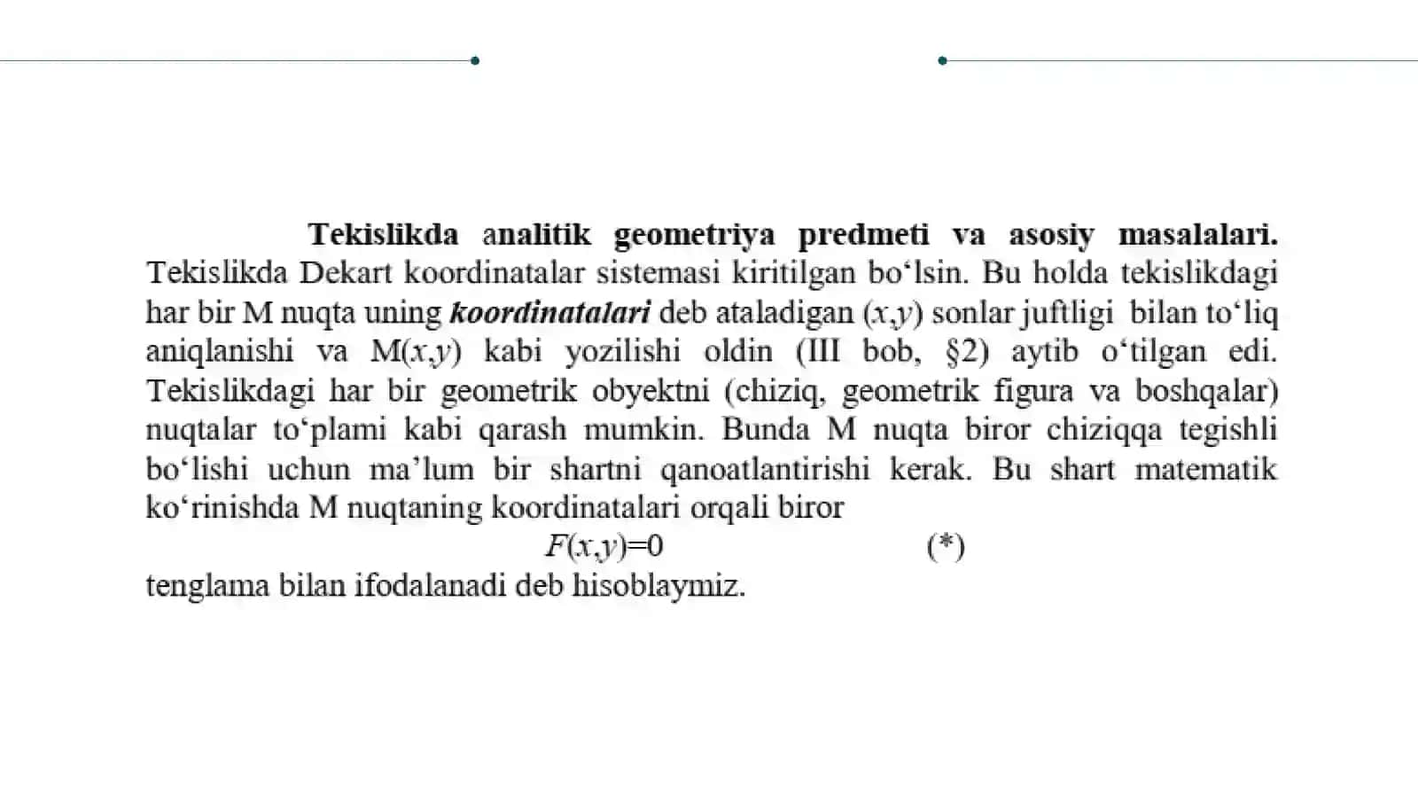Tekislining turli tenglamalariПрезентация 3