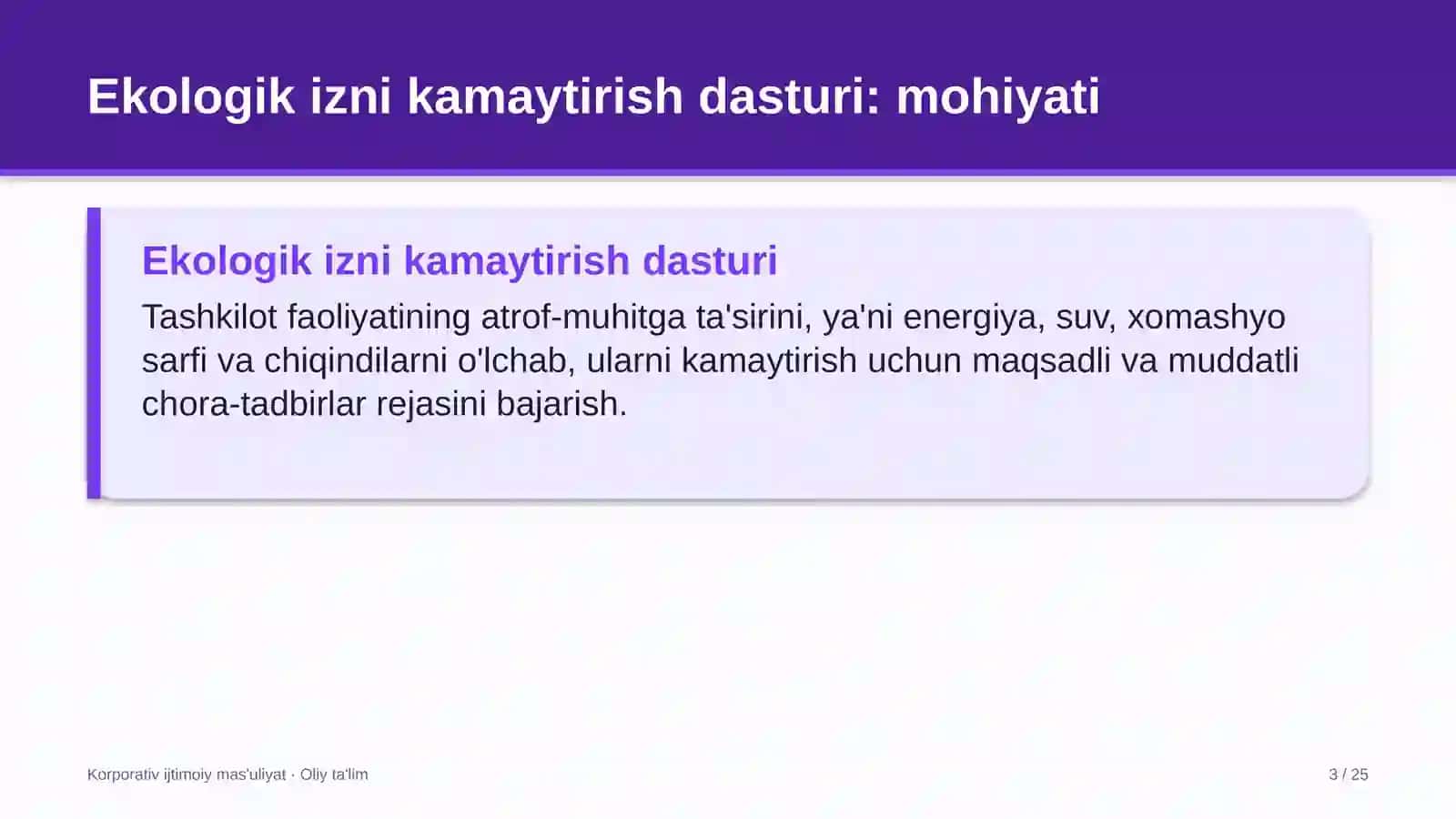 Bolalar sog'lomlashtirish oromgohlarida ekologik izni kamaytirish dasturini amalga oshirish 3