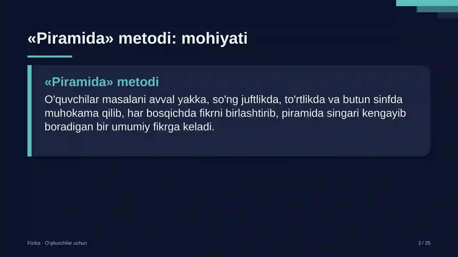 fizika darslarida piramida metodidan foydalanish 2943 3