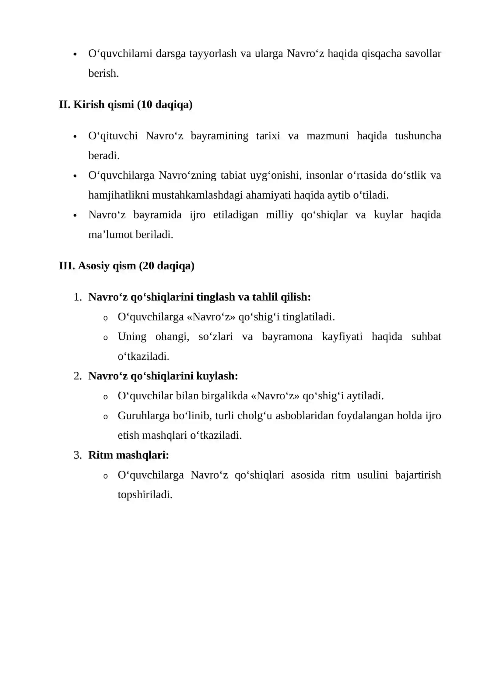 Ochiq dars ishlanmasi "Navro'z" 3