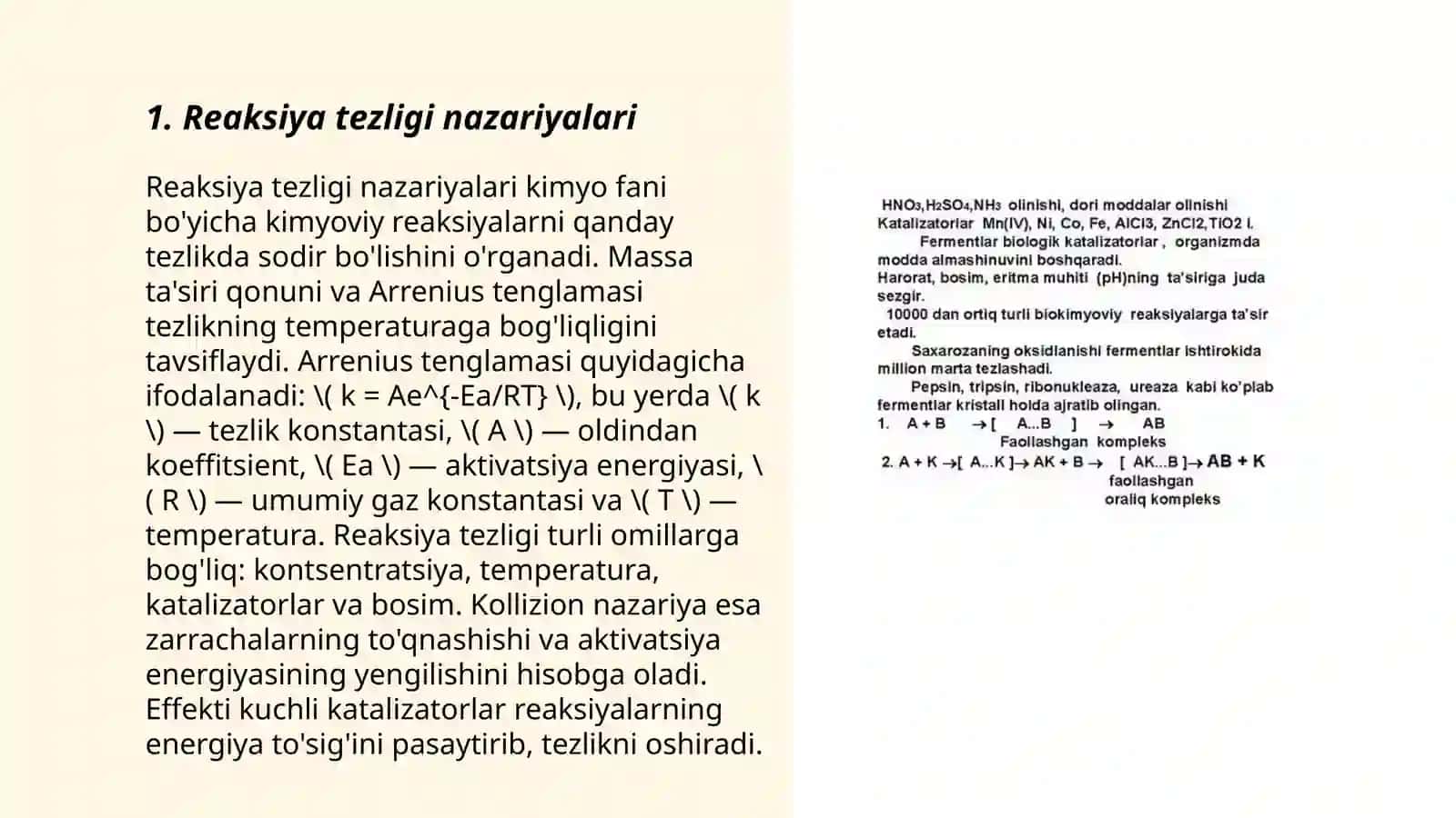 Reaksiya tezligi nazariyalari 3