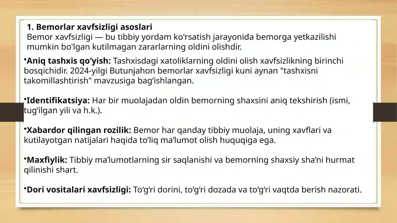 Bemor va Tibbiy xodimlar havfsizligi asoslari 3