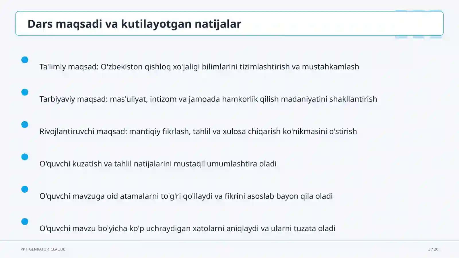 O'zbekiston qishloq xo'jaligi (9-sinf) 3