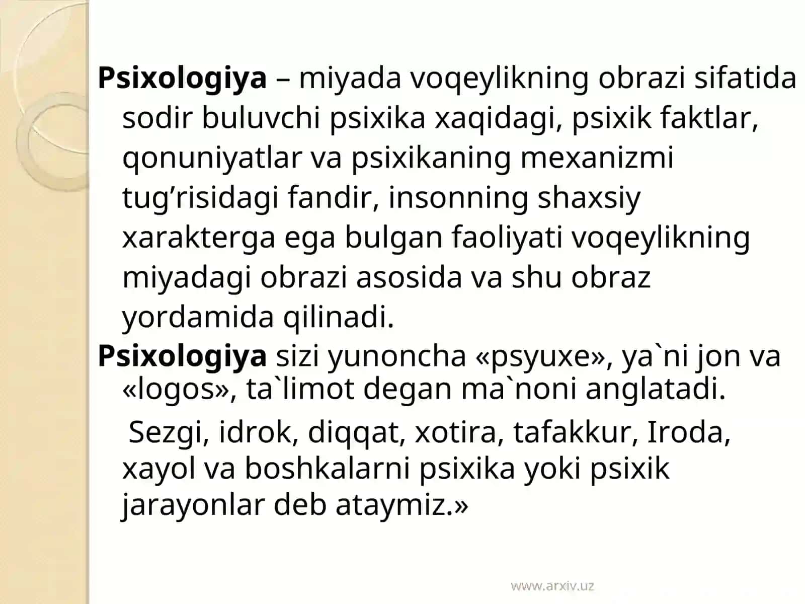 Psixologiya fani, maqsad va vazifalari 3