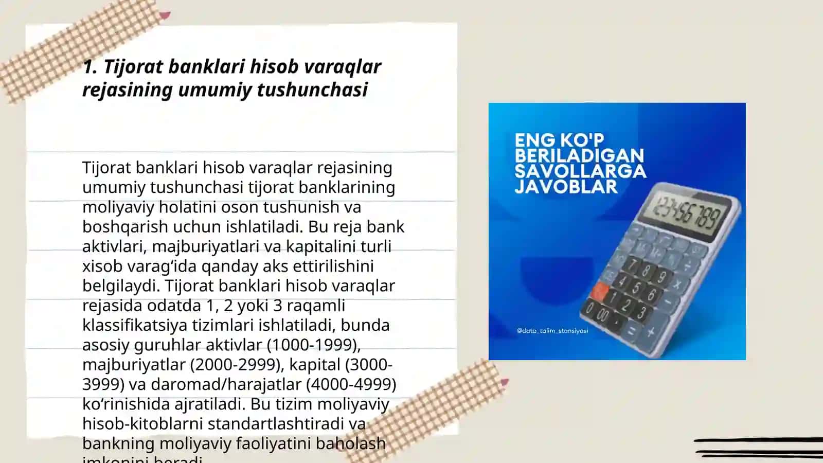 Tijorat banklari buxgalteriya hisobining hisob varaqlar rejasi va unig asosiy bo'limlarining tavsifi 3