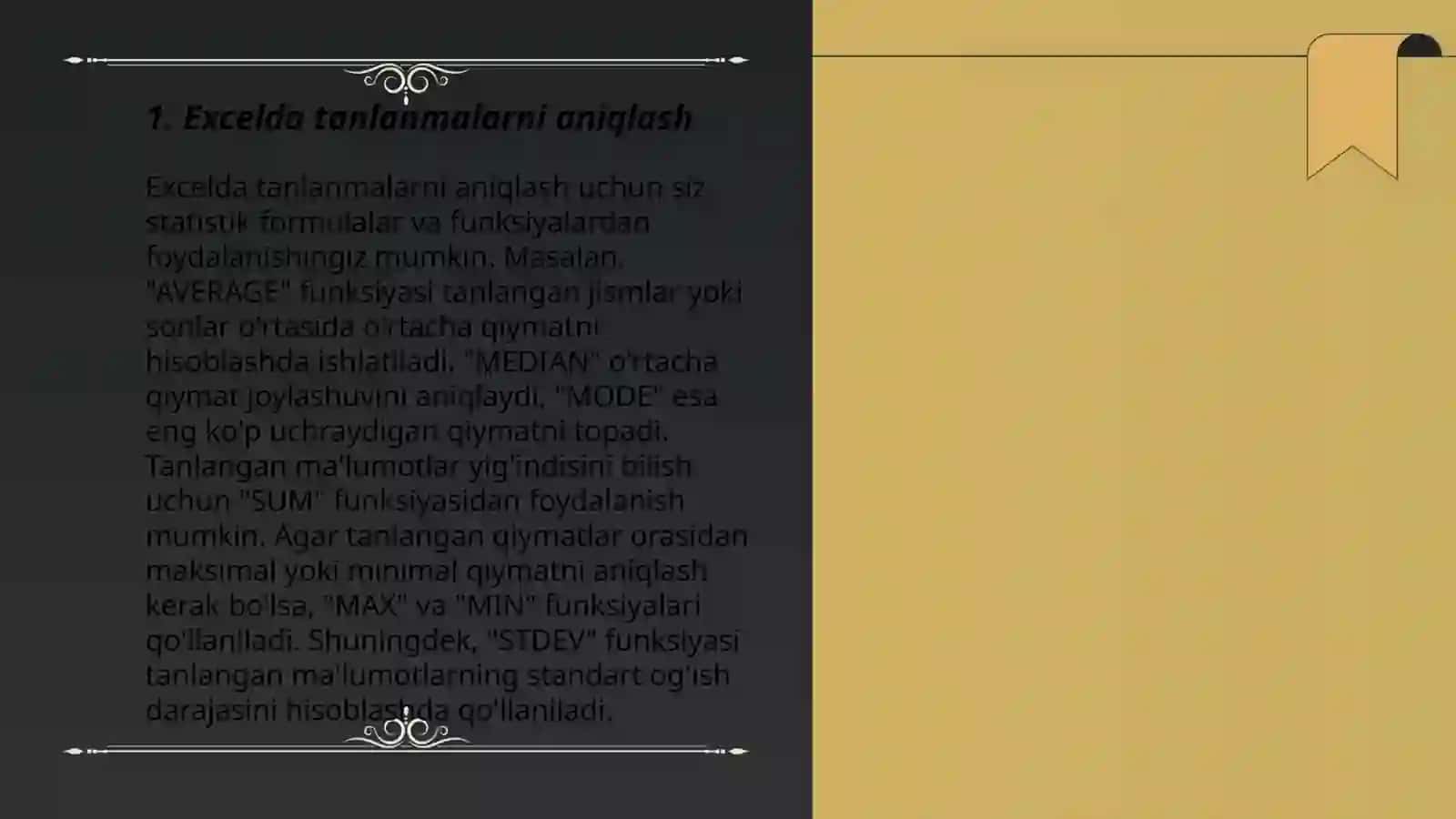 Excel dasaturi yordamida tanlanmani taxlil qilish 3