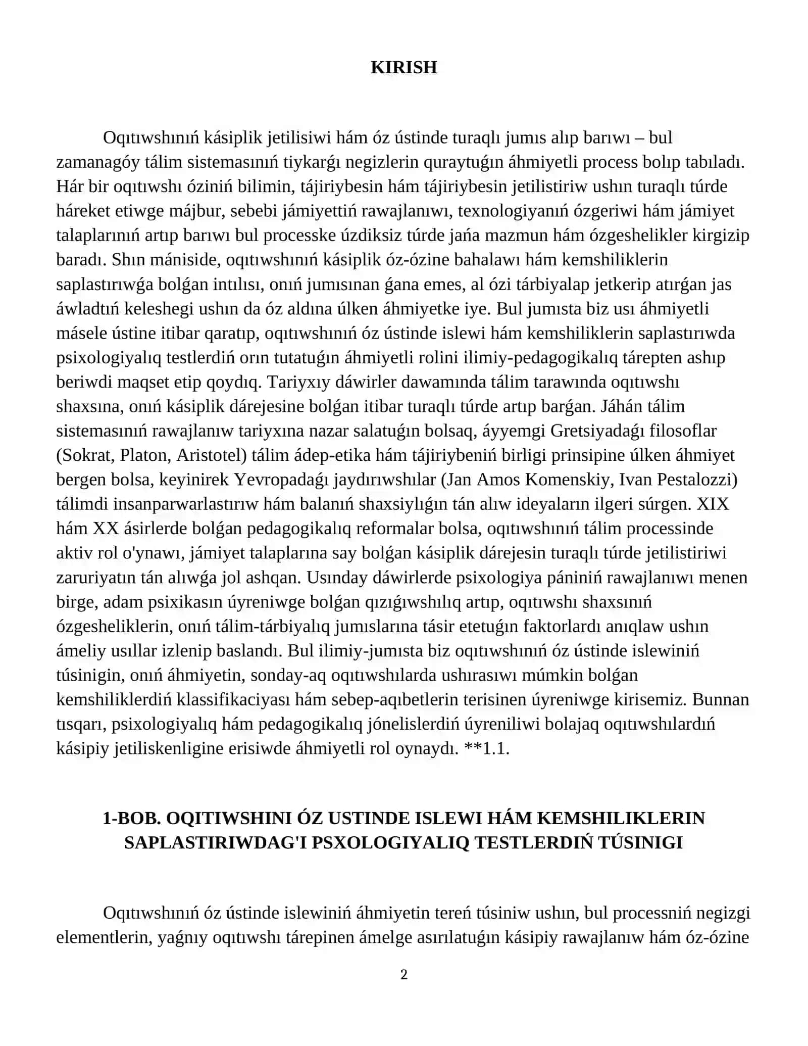Oqıtıwshınıń óz ústinde islewi hám kemshiliklerin saplastırıwda psixologiyalıq testlerdiń roli haqqında 3