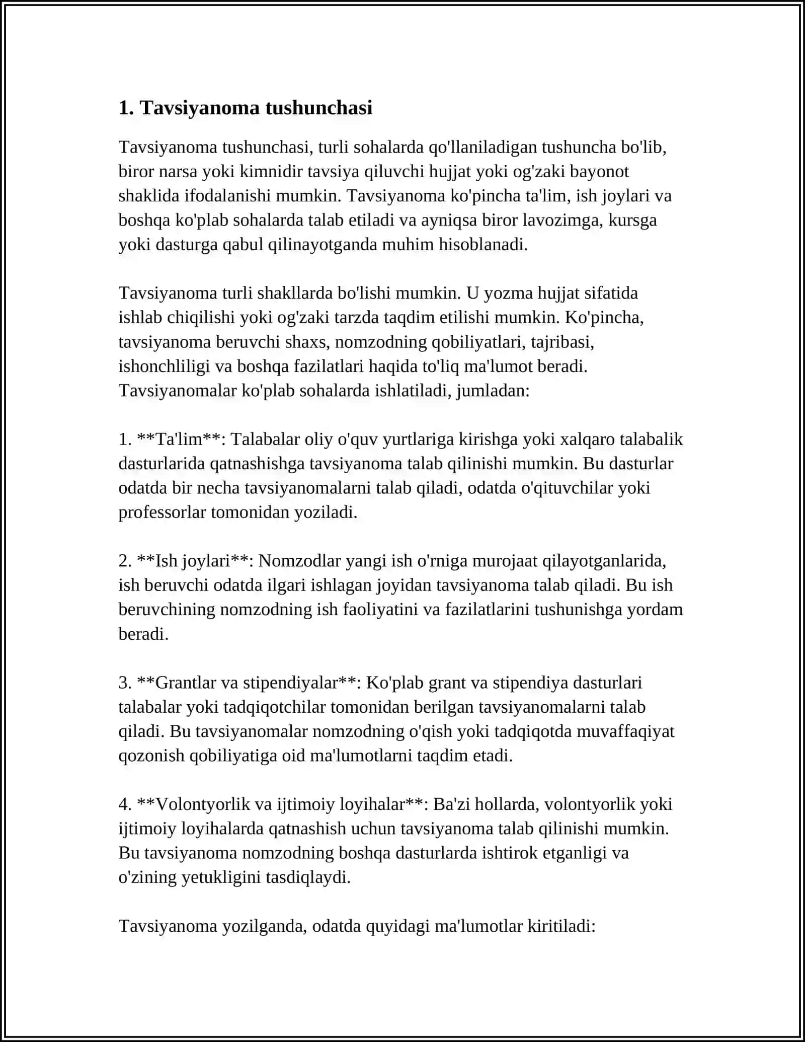 TAVSIFNOMA, TAVSIYANOMA VA ULARNING OʻZIGA XOS XUSUSIYATLARI 3
