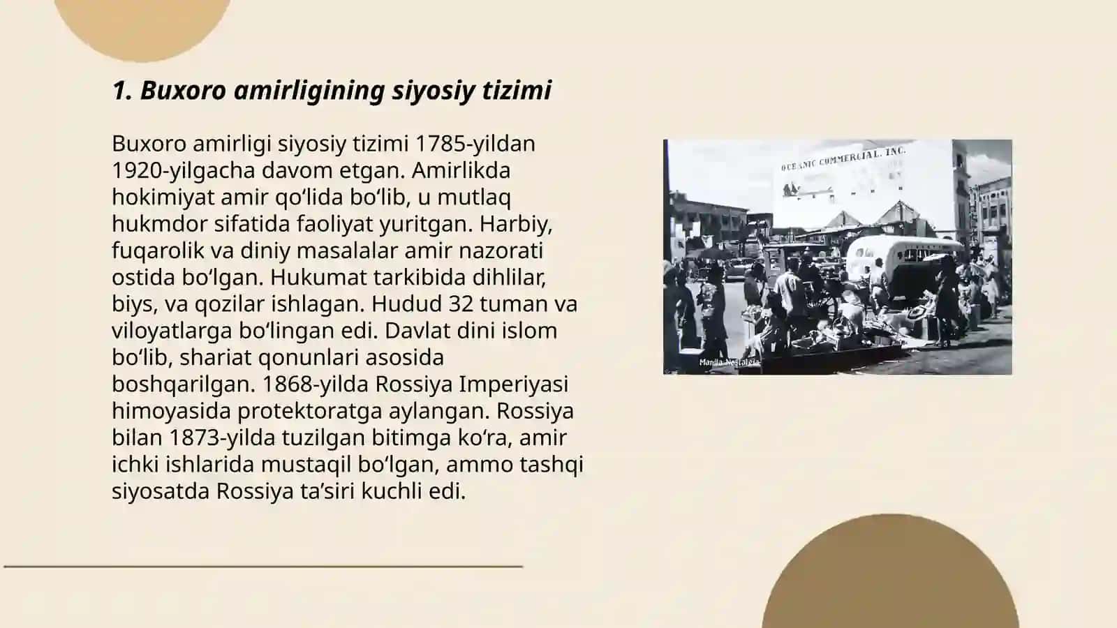 Buxoro amirligi siyosiy, iqtisodiy-ijtimoiy va madaniy hayoti 3